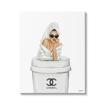 Stupell Industries Girl in Robe Morning Coffee Food & Beverage Painting Gallery Wrapped Canvas Print Wall Art, 16 x 20