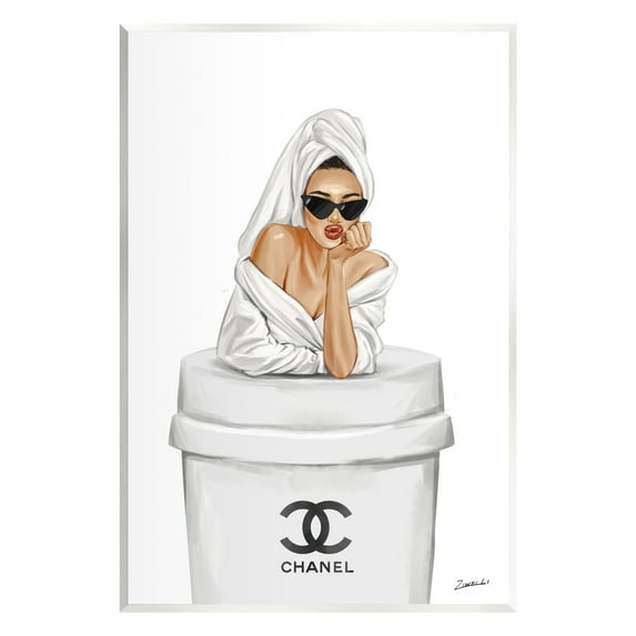 Stupell Industries Girl in Robe Morning Coffee Food & Beverage Painting Unframed Art Print Wall Art, 10 x 15