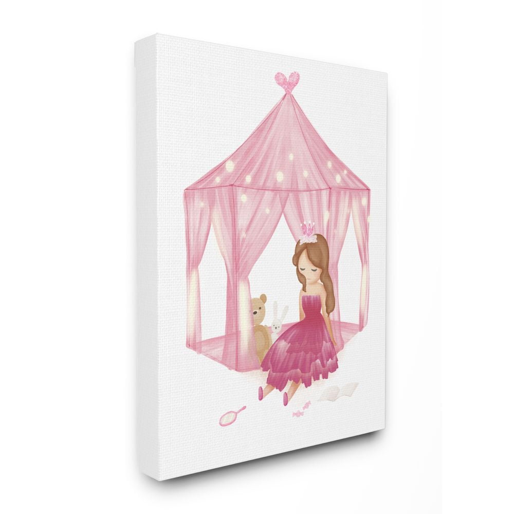 Stupell Industries Girl's Playroom Princess Doll Stuffed Animal Illustration Canvas Wall Art Design by Ziwei Li, 24" x 30"