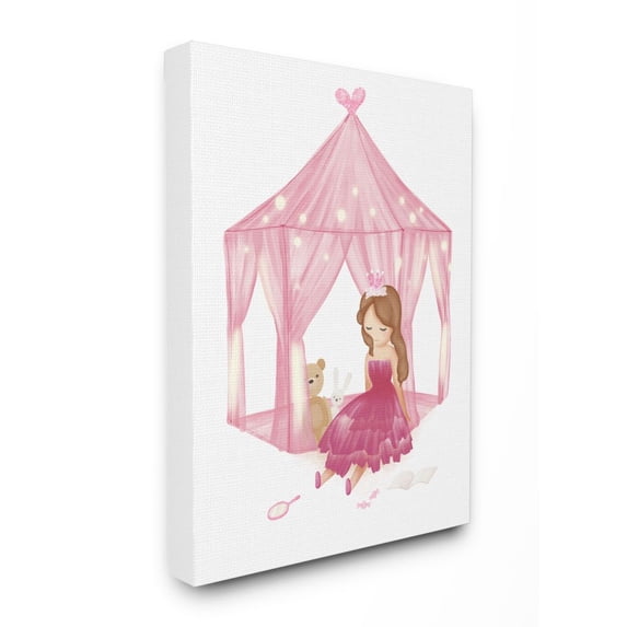 Stupell Industries Girl's Playroom Princess Doll Stuffed Animal Illustration Canvas Wall Art Design by Ziwei Li, 36" x 48"