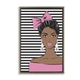 thumbnail image 1 of Stupell Industries Modern Girl with Bow & Jewel Earrings Brown Floating Frame Canvas Art, 17 x 25, by Martina Pavlova, 1 of 8