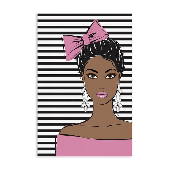Stupell Industries Modern Girl with Bow & Jewel Earrings Canvas Art, 16 x 24, by Martina Pavlova
