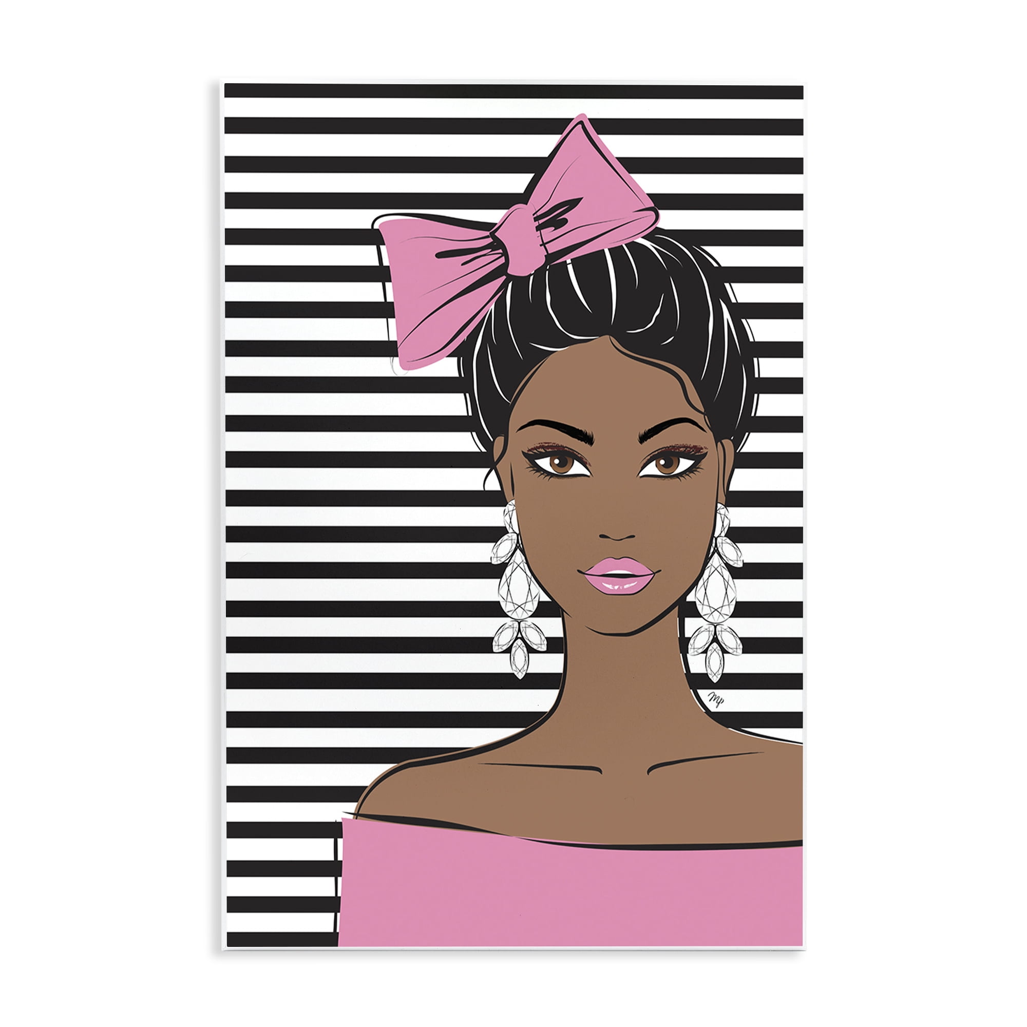 Stupell Industries Girl with Bow & Jewel Earrings Wall Plaque Art, design by Martina Pavlova