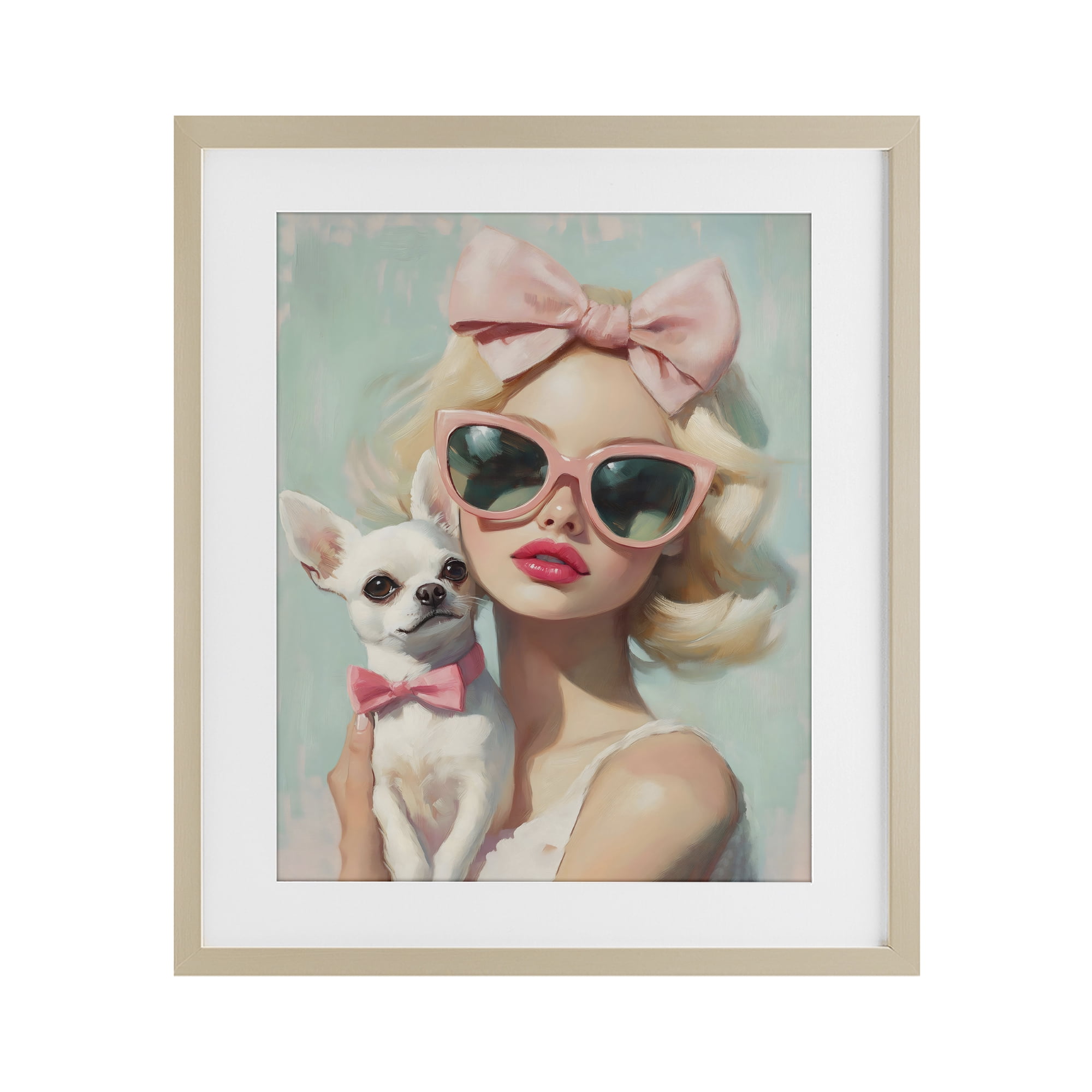 Stupell Industries Girl with Chihuahua Birch Framed Print Under Glass, design by The Prints Vibe