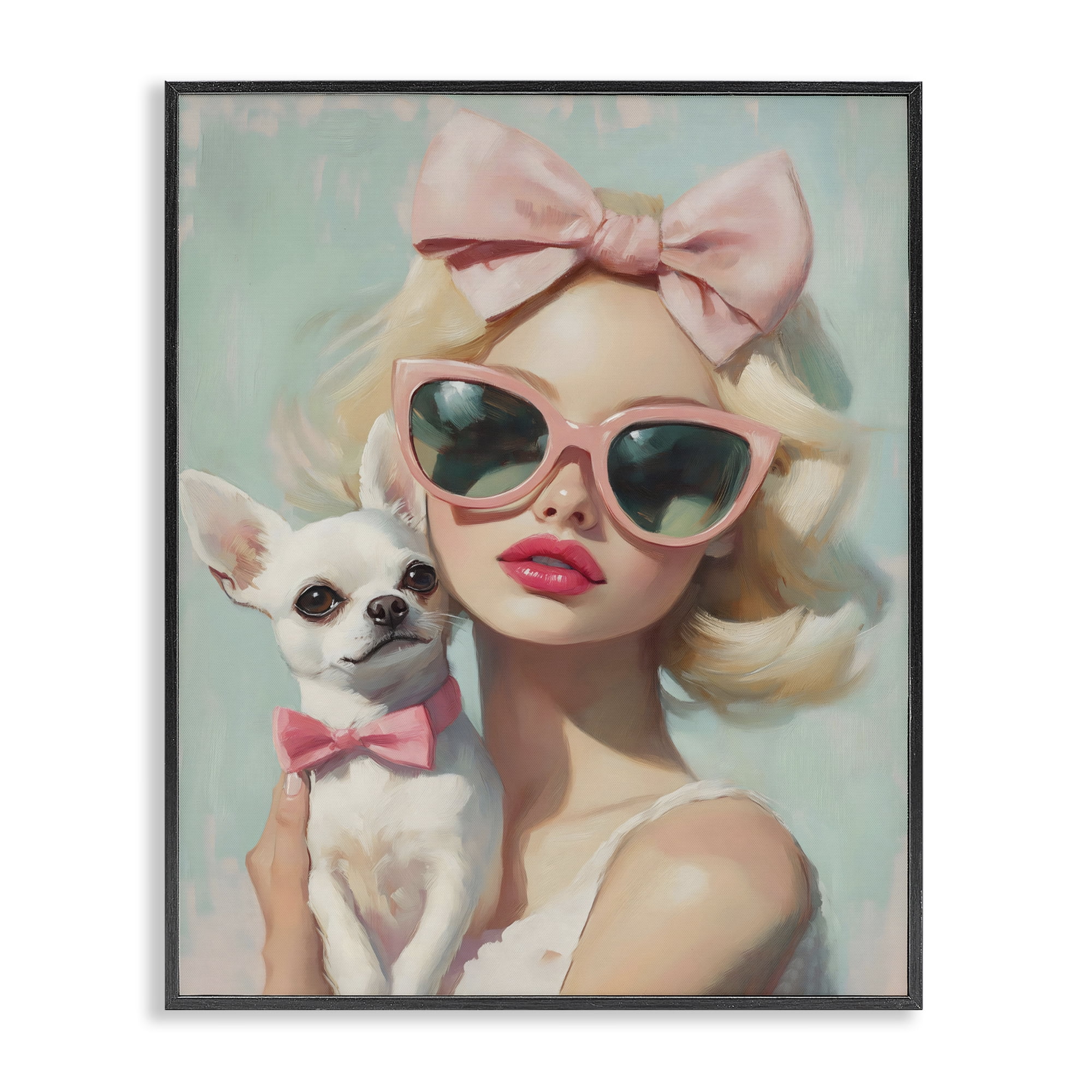 Stupell Industries Girl with Chihuahua Black Framed Giclee Art, design by The Prints Vibe