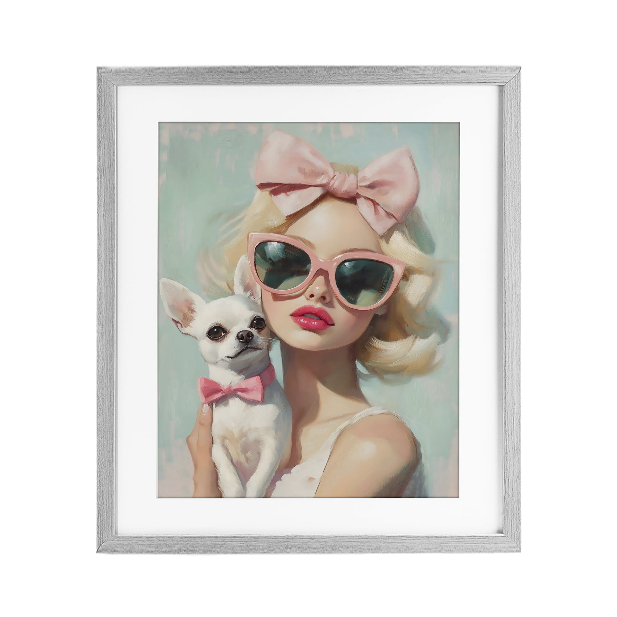 Stupell Industries Girl with Chihuahua Gray Framed Print Under Glass, design by The Prints Vibe