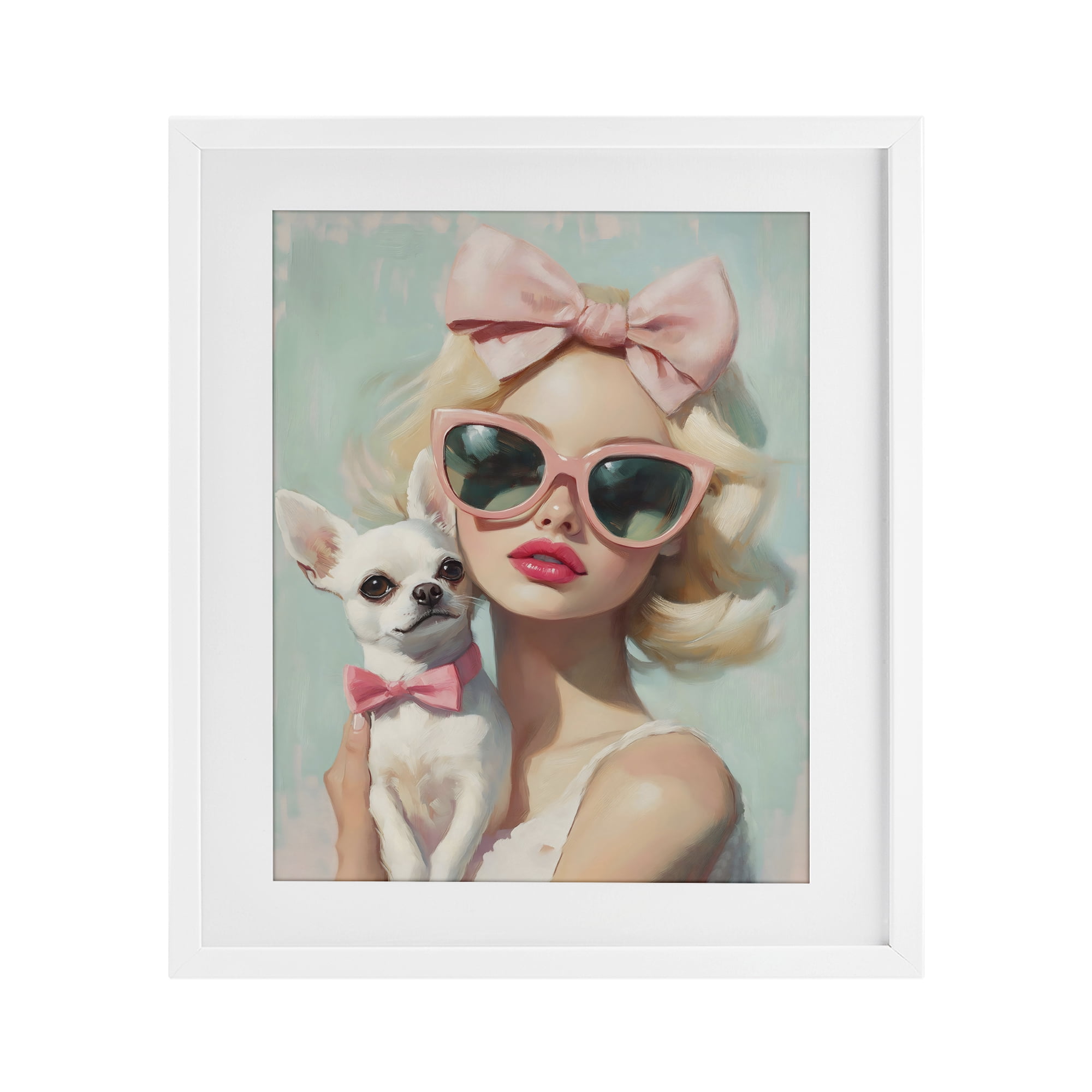 Stupell Industries Girl with Chihuahua White Framed Print Under Glass, design by The Prints Vibe