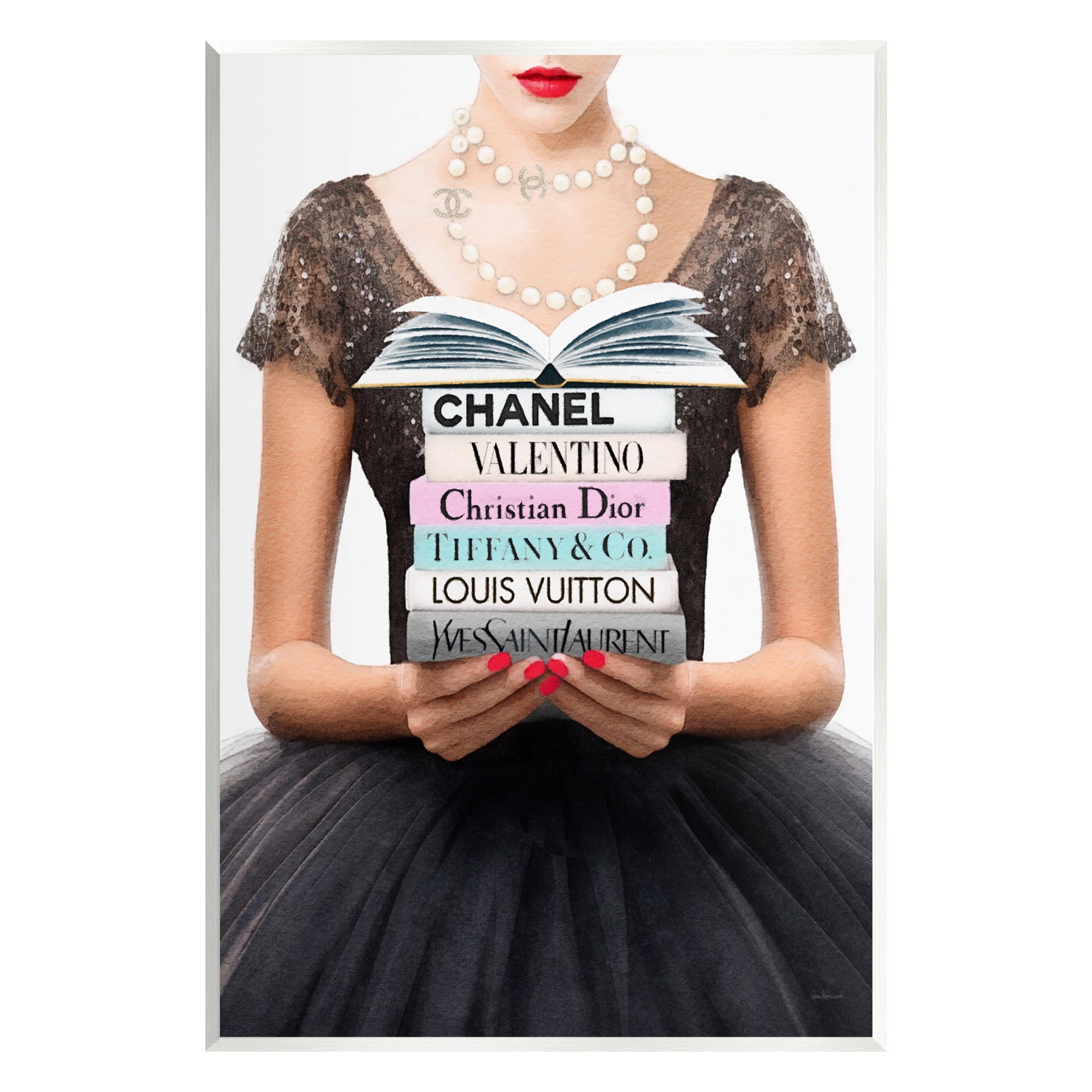 Stupell Industries Girl with Fashion Books Beauty & Fashion Painting Unframed Art Print Wall Art, 10 x 15