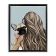 thumbnail image 1 of Stupell Industries Girl with Frenchie Dog Black Framed Floater Canvas Wall Art design by Anna Lischenko, 21 x 17, 1 of 9
