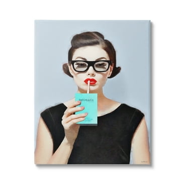 Stupell Industries Girl with Glam Drink Beauty & Fashion Painting Gallery Wrapped Canvas Print Wall Art, 16 x 20
