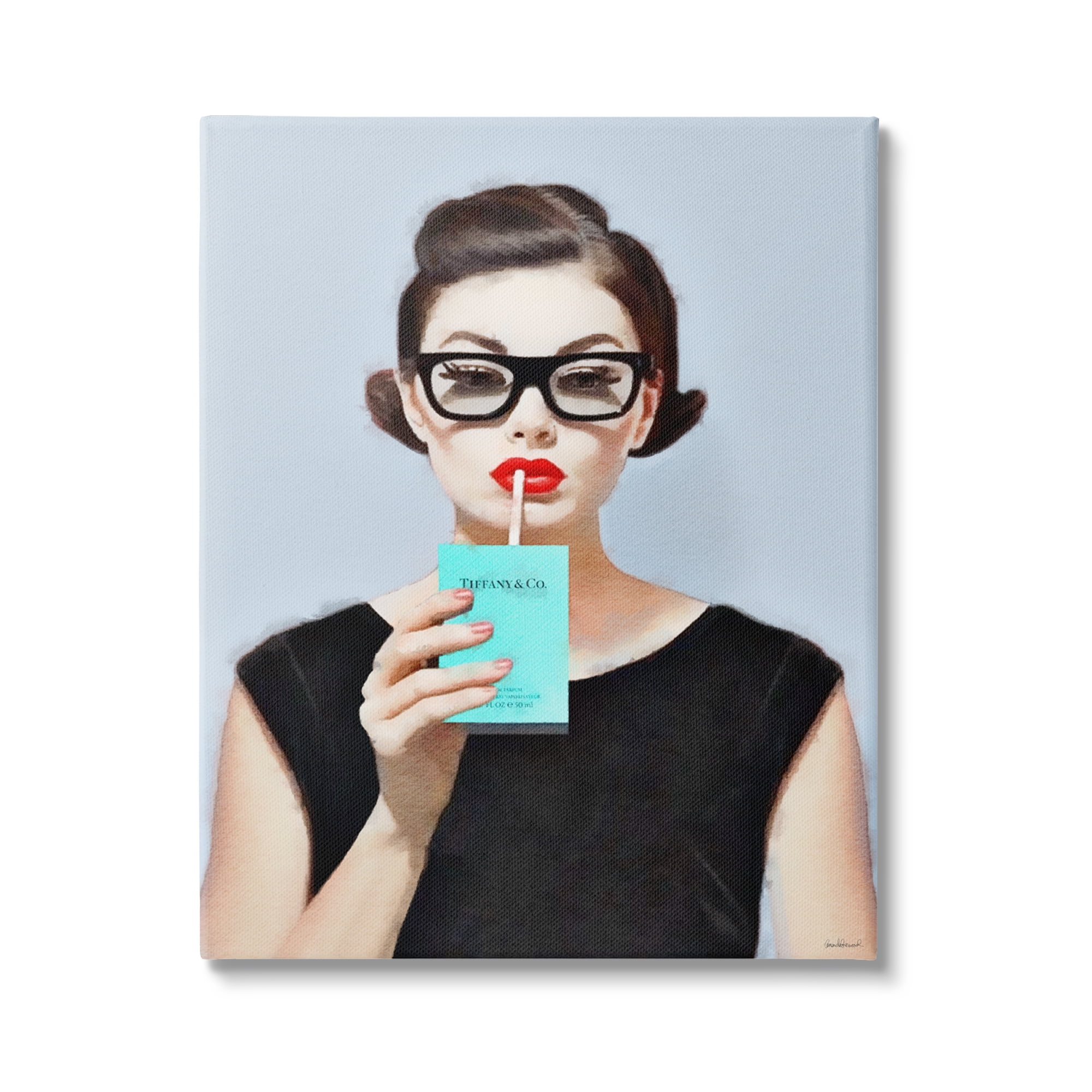 Stupell Industries Girl with Glam Drink Beauty & Fashion Painting Gallery Wrapped Canvas Print Wall Art, 24 x 30