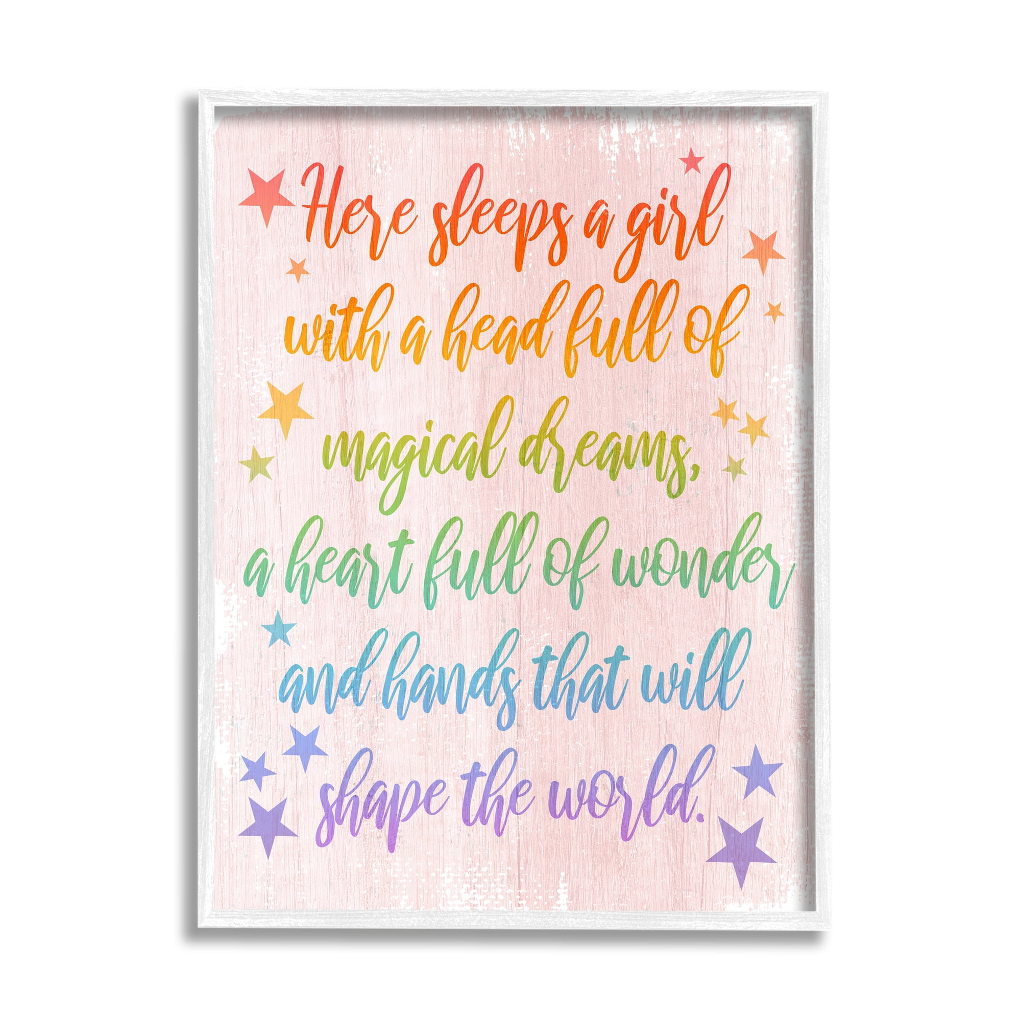 Stupell Industries Girl with Head Full of Magical Dreams Phrase Graphic Art White Framed Art Print Wall Art, 11x14, by Daphne Polselli