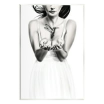 Stupell Industries Girl with Hummingbird Animals & Insects Painting Unframed Art Print Wall Art, 10 x 15