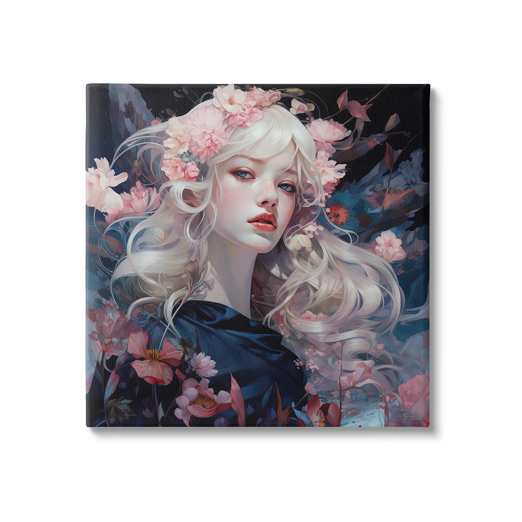 Stupell Industries Girl with Pink Irises Botanical & Floral Painting Gallery Wrapped Canvas Art Print Wall Art, 36 x 36