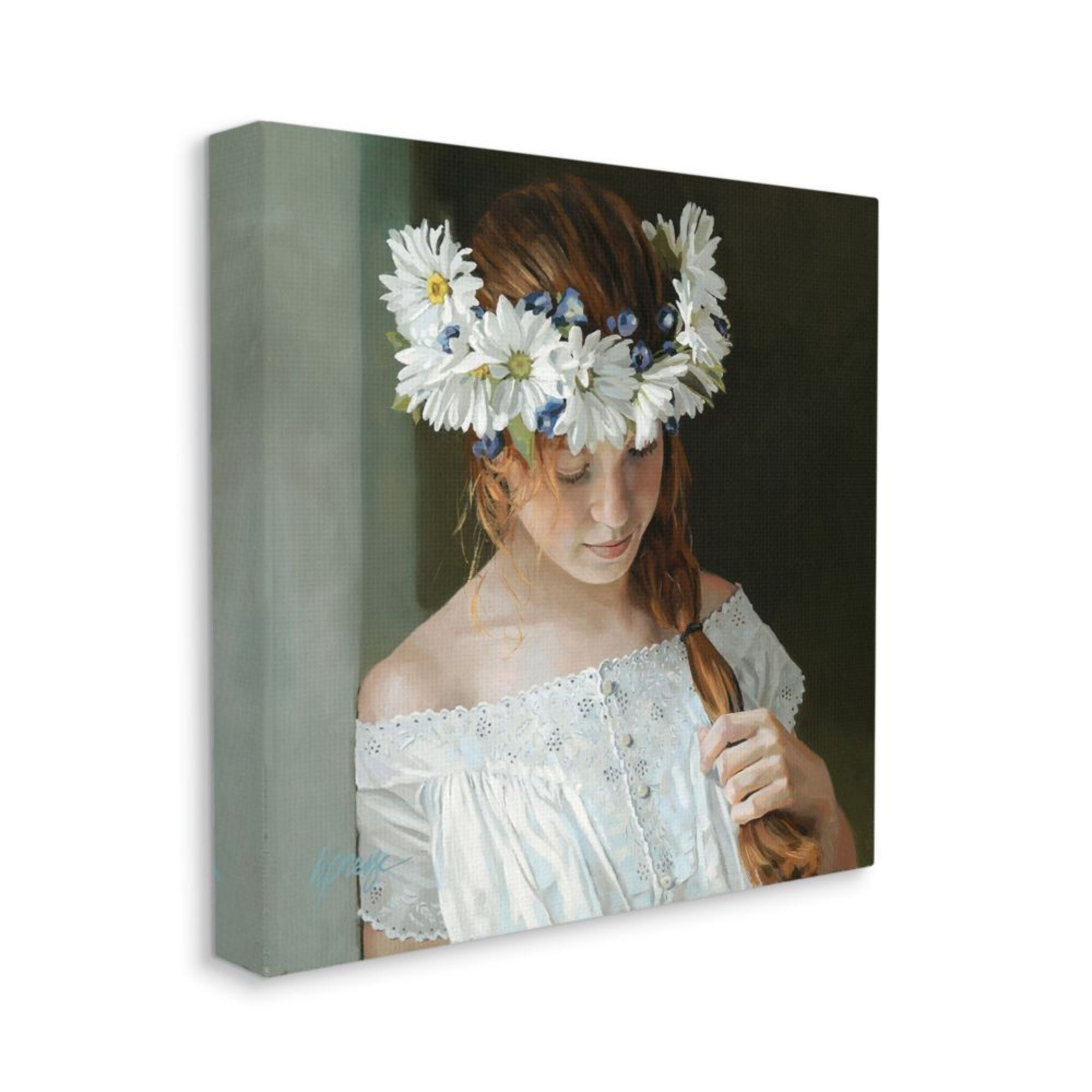 Stupell Industries Girl with Red Hair and Floral Daisy Crown Design by Heide Presse, 36" x 36"