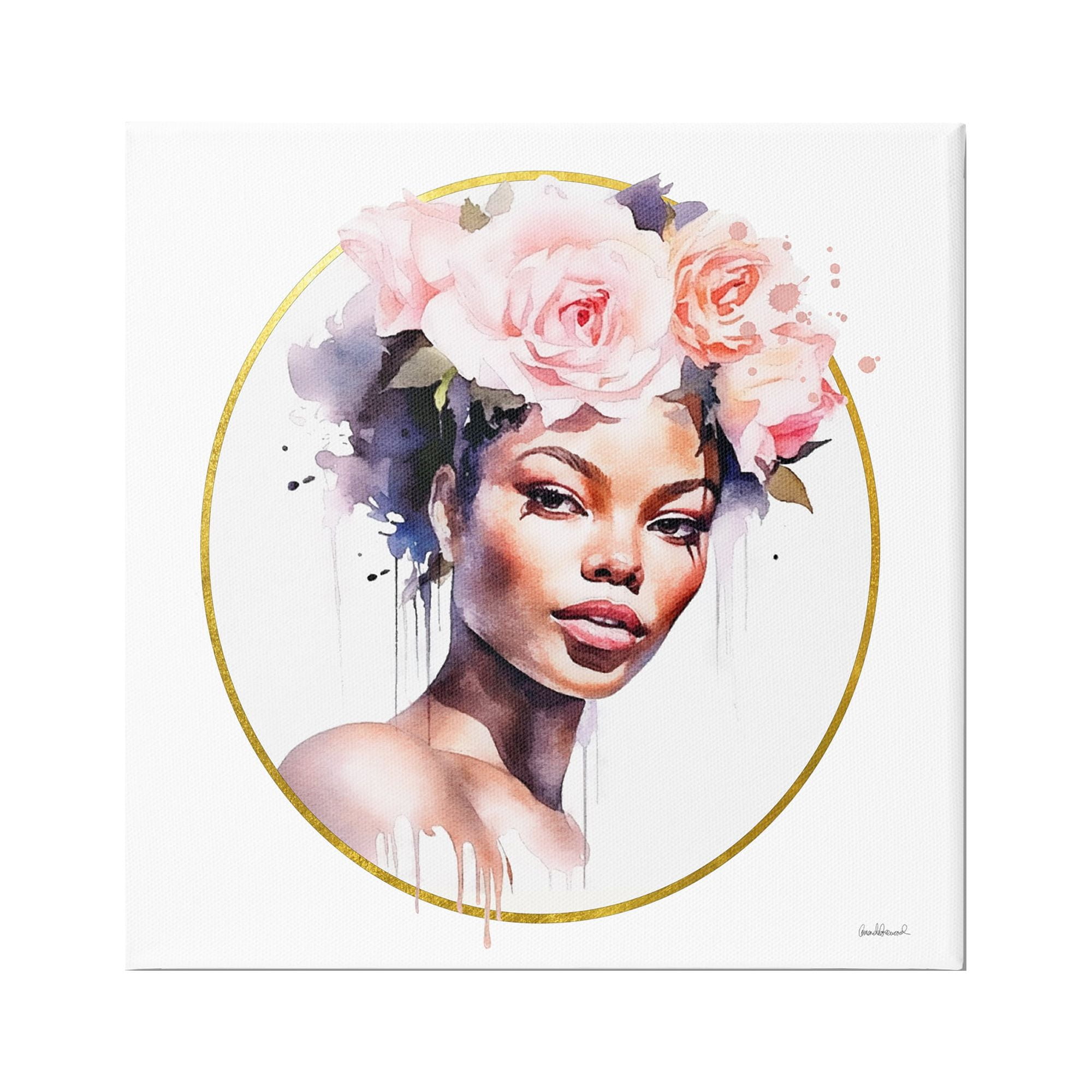 Stupell Industries Girl with Roses Portrait Botanical & Floral Painting Gallery Wrapped Canvas Print Wall Art, 36 x 36