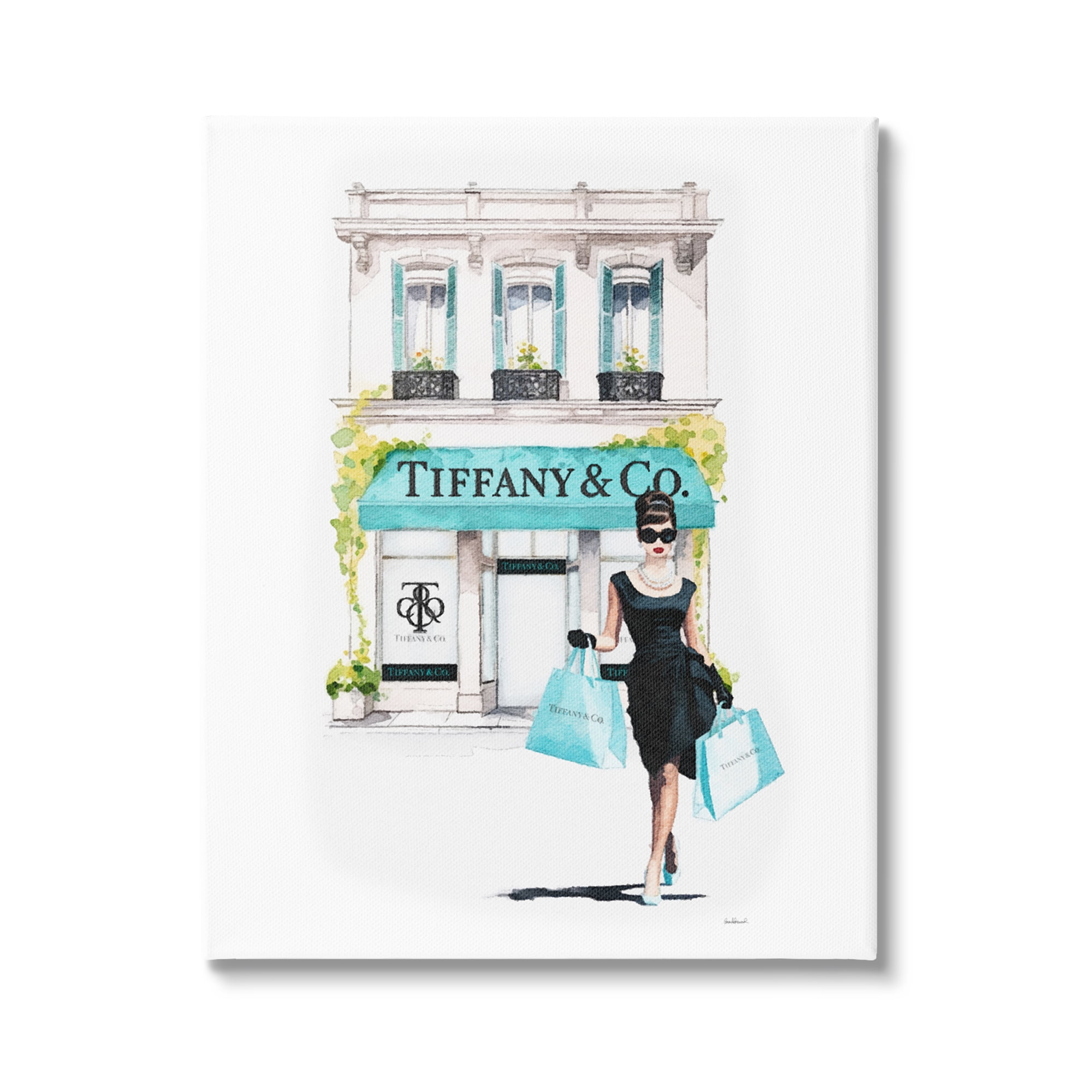 Stupell Industries Girl with Shopping Bags Town & City Painting Gallery Wrapped Canvas Art Print Wall Art, 24 x 30