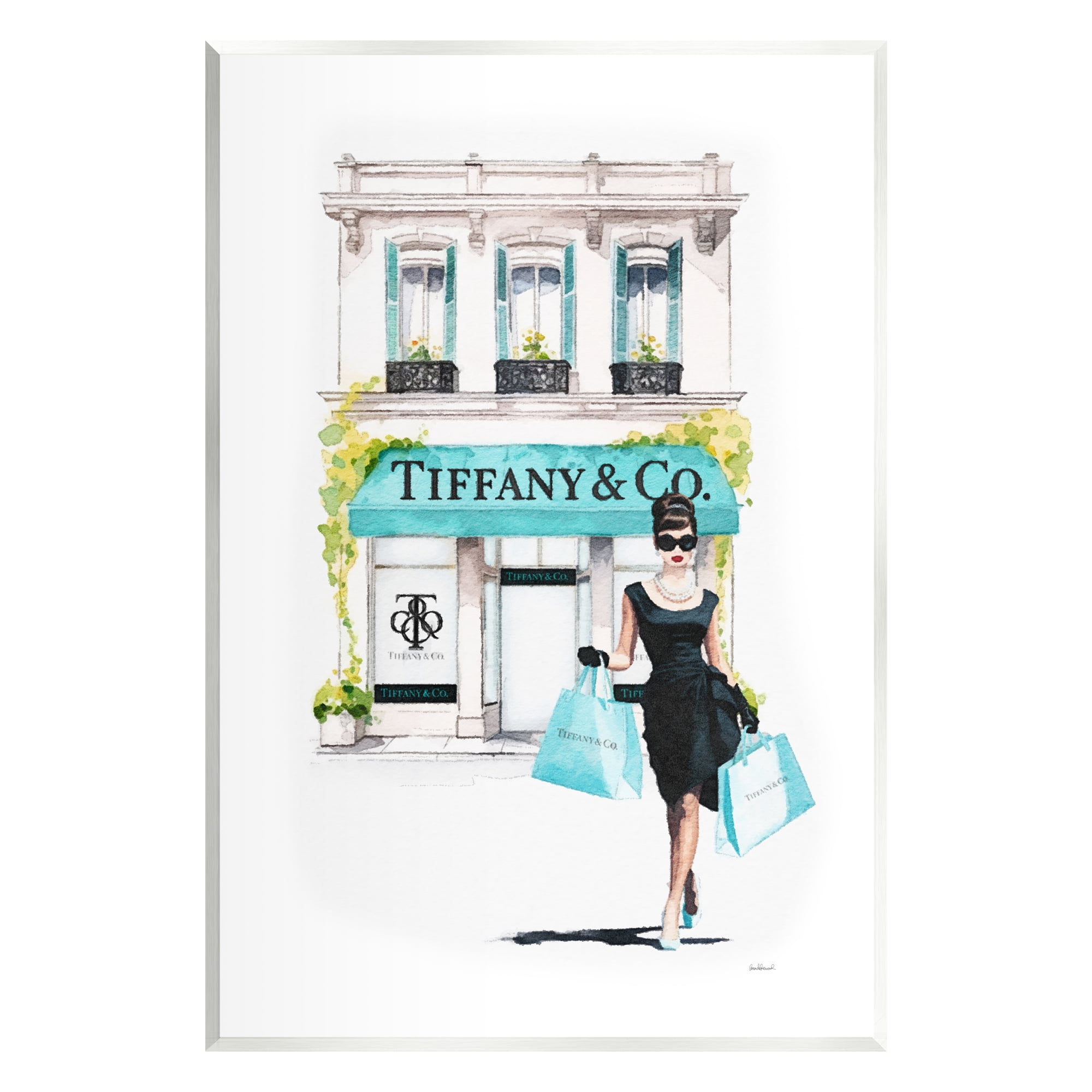 Stupell Industries Girl with Shopping Bags Town & City Painting Unframed Art Print Wall Art, 13 x 19
