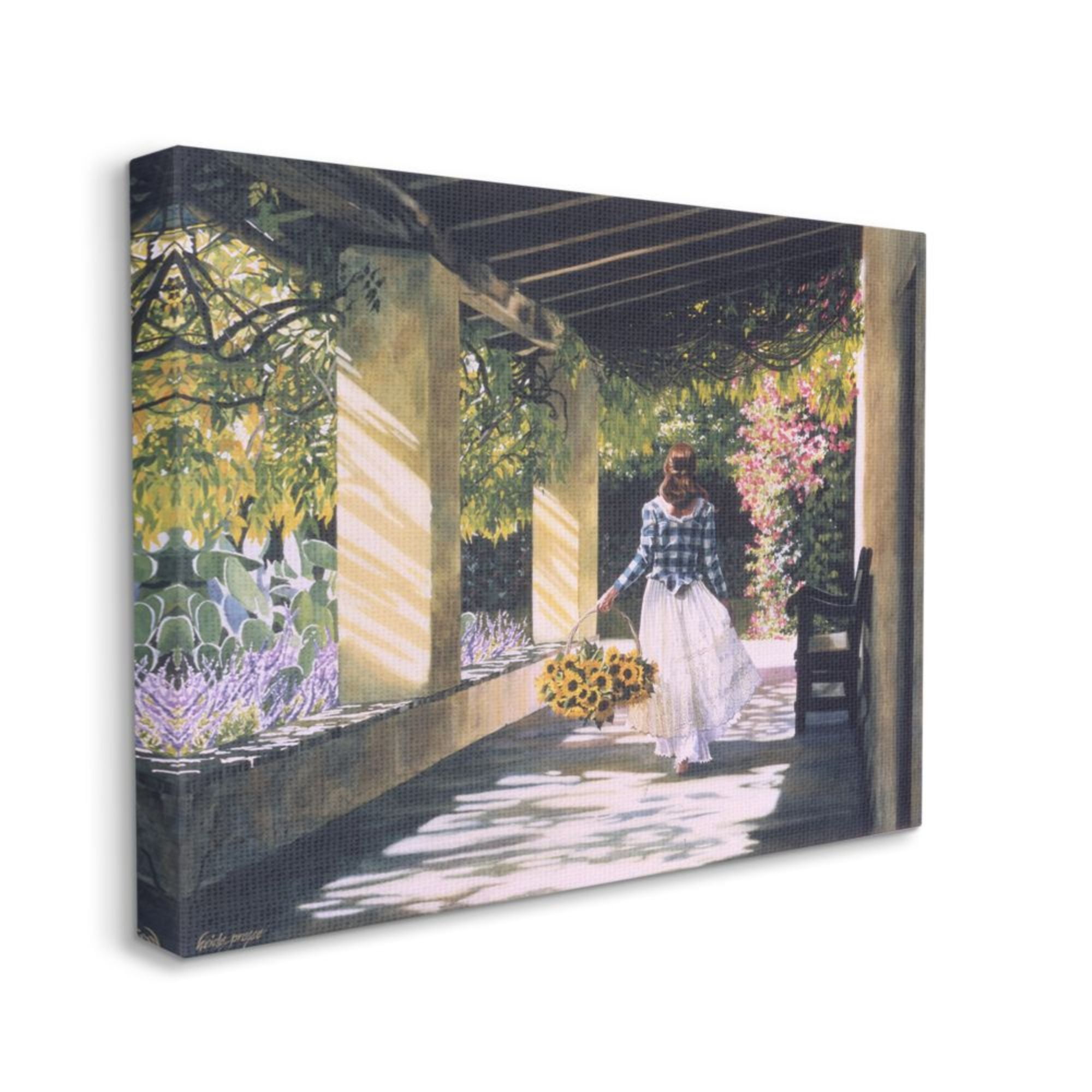 Stupell Industries Girl with Sunflower Basket Under Trellis Design by Heide Presse, 24" x 30"
