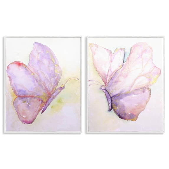 Stupell Industries Girls Glam Butterfly Wings Animals & Insects Painting White Framed Art Print Wall Art, 11 x 14, Set of 2