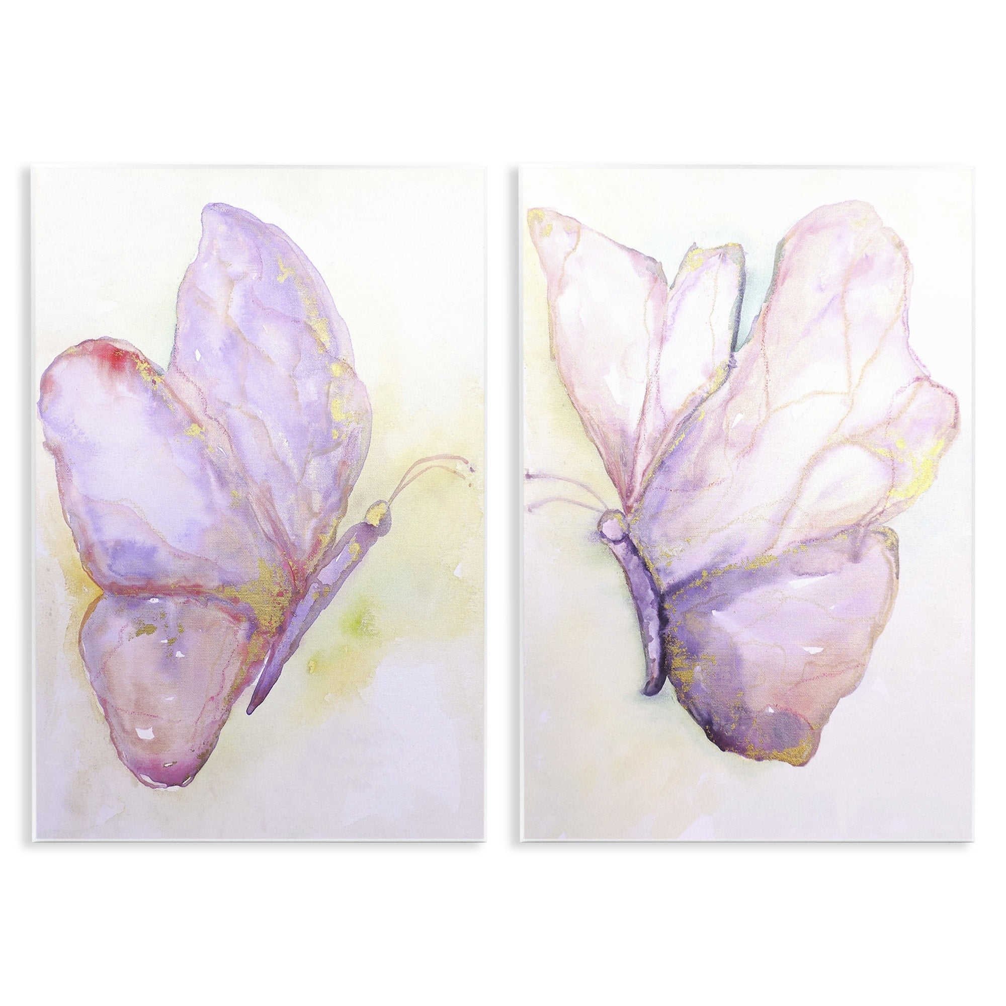 Stupell Industries Girls Glam Butterfly Wings Purple Gold Watercolor Unframed Art Print Wall Art Set of 2, 10x15, by Leticia Herrera