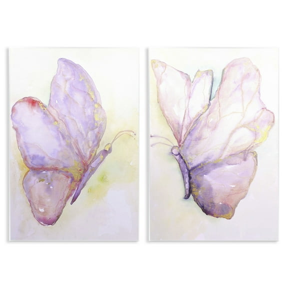 Stupell Industries Girls Glam Butterfly Wings Purple Gold Watercolor Unframed Art Print Wall Art Set of 2, 10x15, by Leticia Herrera