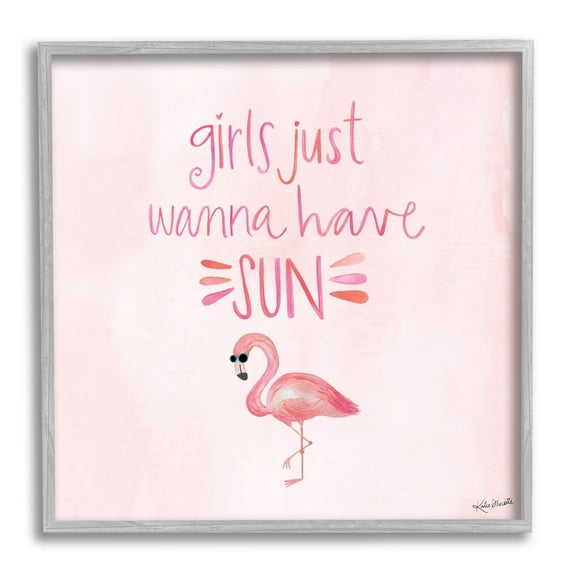 Stupell Industries Girls Just Wanna Have Sun Tropical Summer Phrase Framed Wall Art, 12 x 12, Design by Katie Doucette