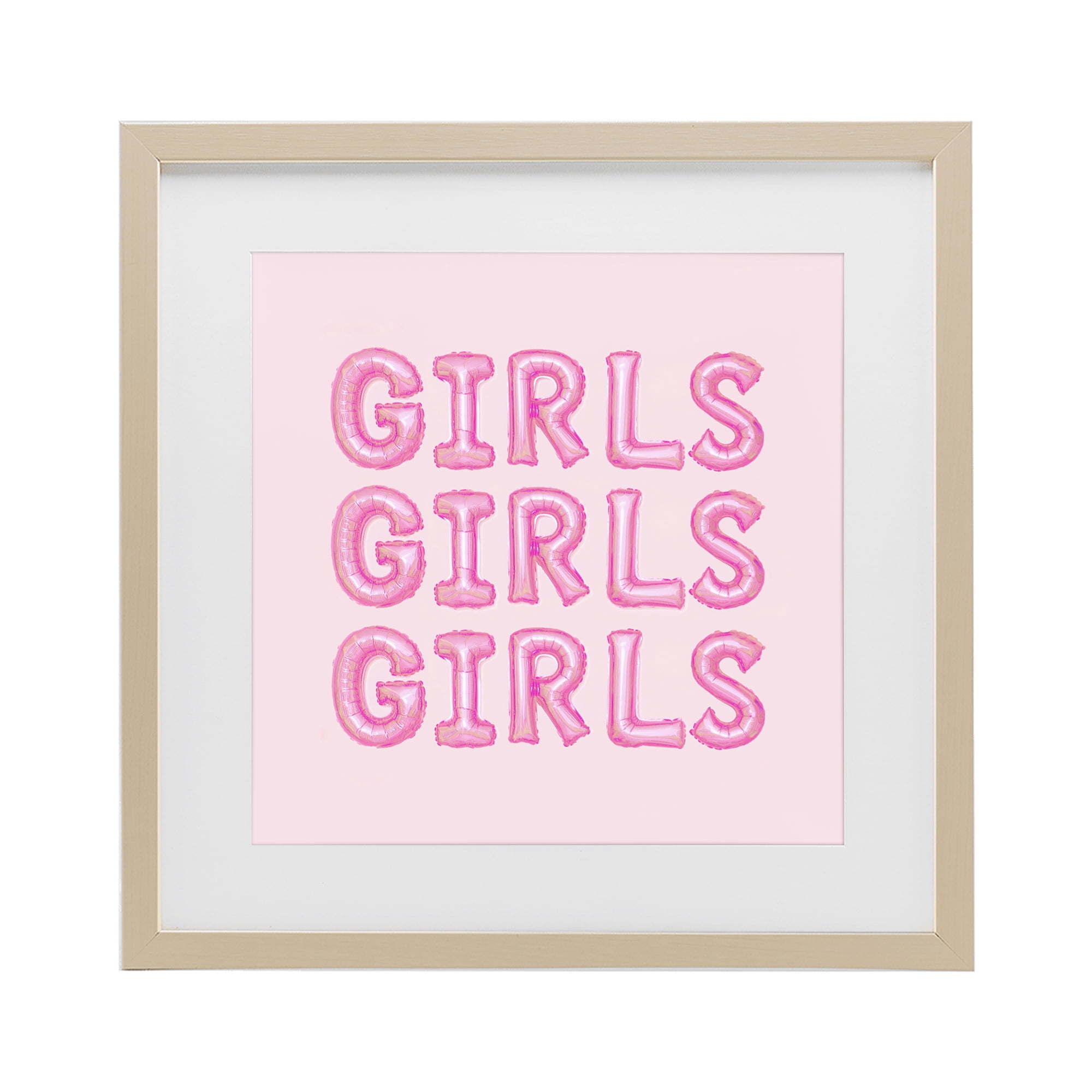 Stupell Industries Girls Letters Party Balloons Birch Framed Print Under Glass, design by LISH Creative