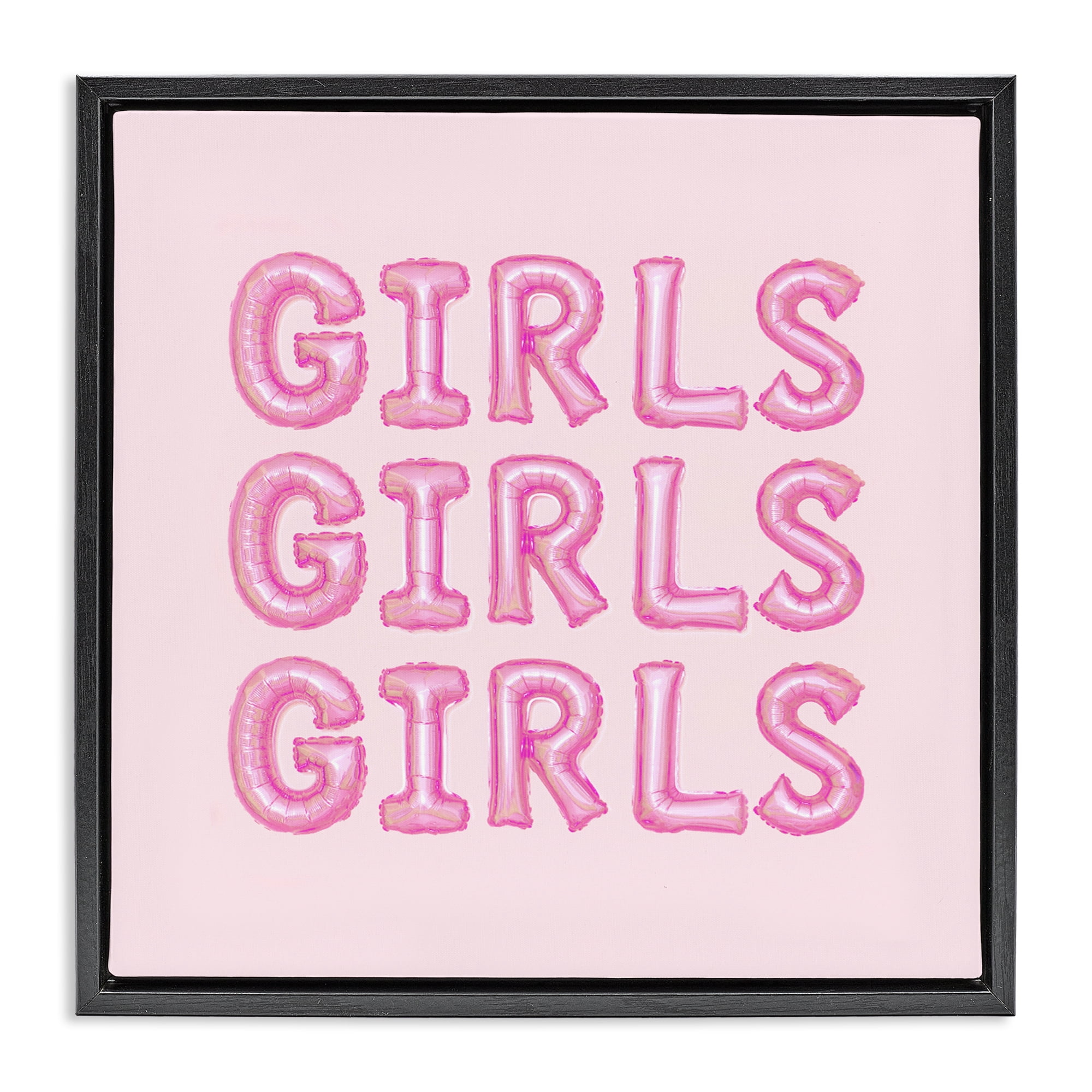 Stupell Industries Girls Letters Party Balloons Black Framed Floater Canvas Wall Art, design by LISH Creative
