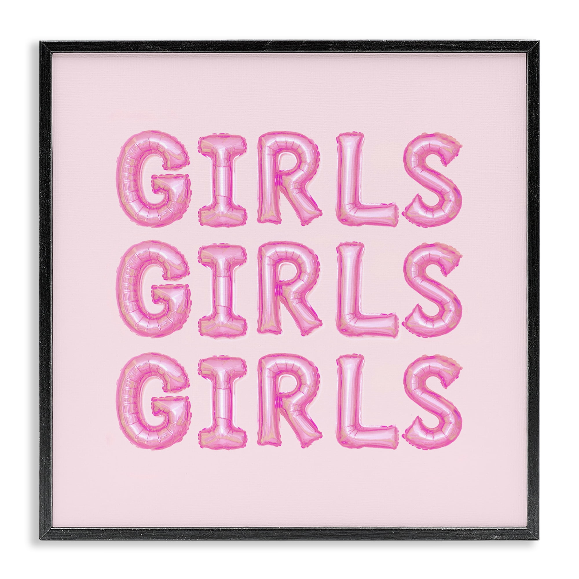 Stupell Industries Girls Letters Party Balloons Black Framed Giclee Art, design by LISH Creative