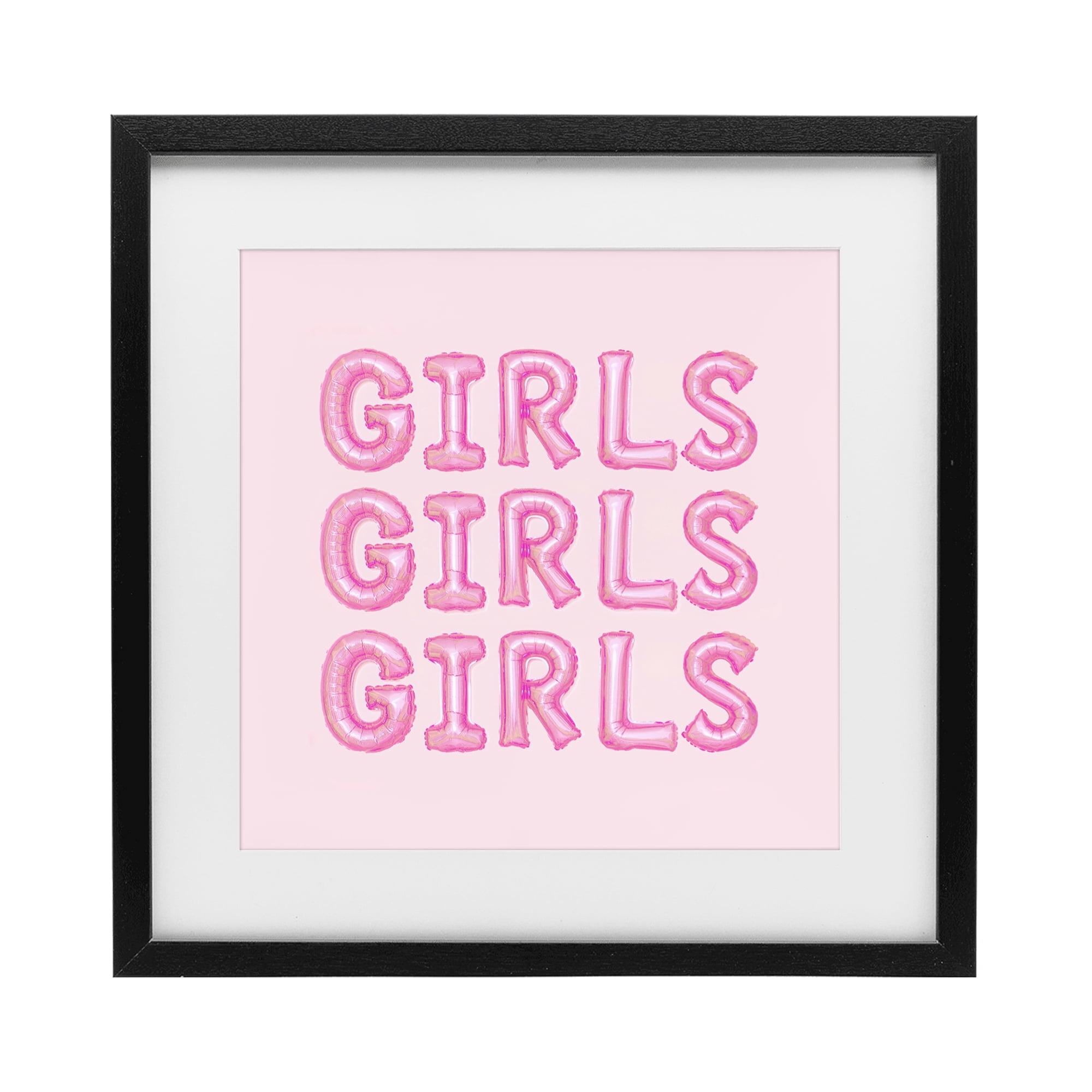Stupell Industries Girls Letters Party Balloons Black Framed Print Under Glass, design by LISH Creative