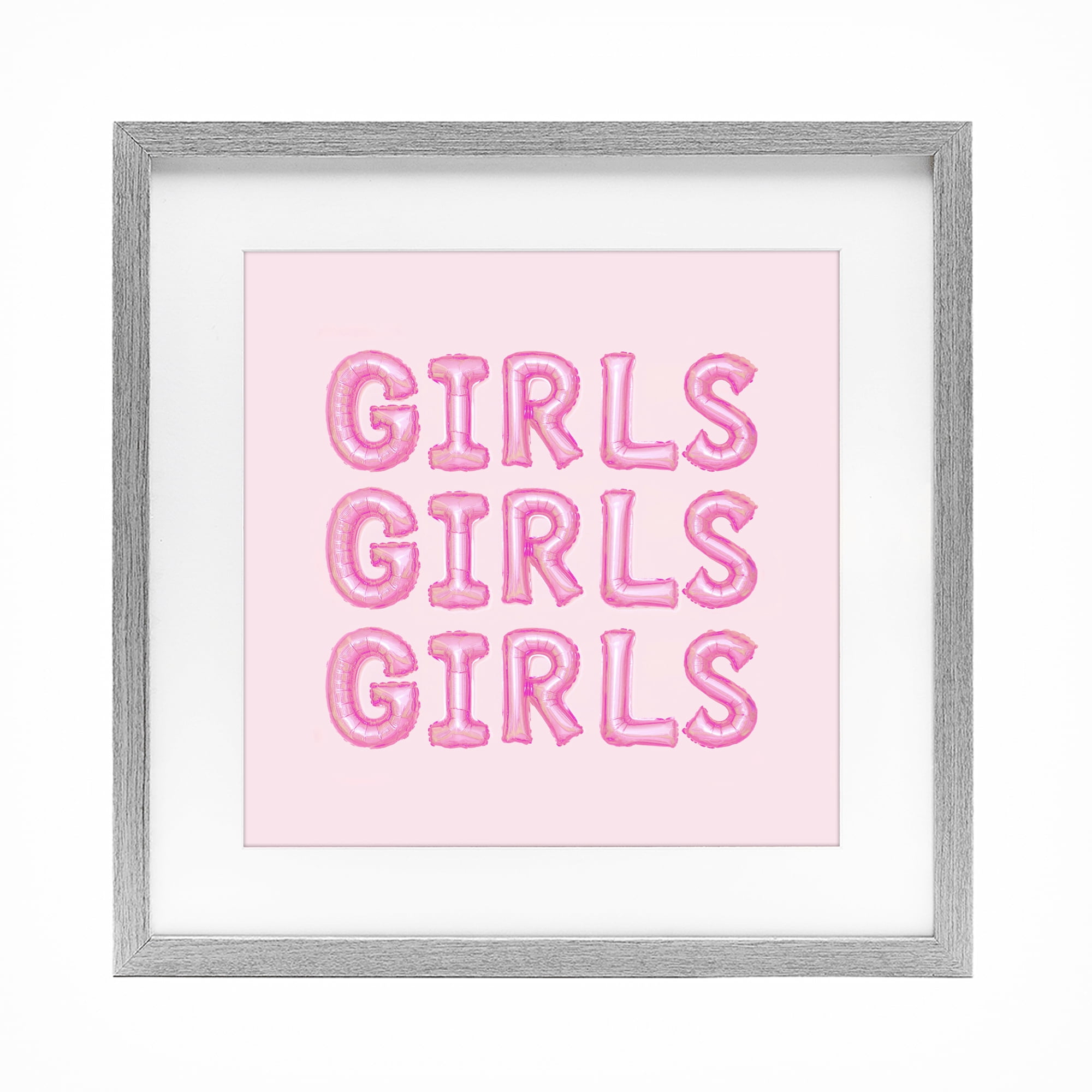 Stupell Industries Girls Letters Party Balloons Gray Framed Print Under Glass, design by LISH Creative