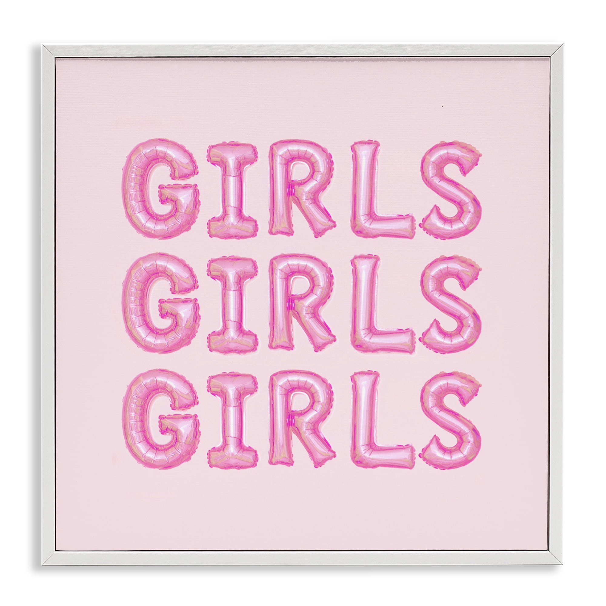 Stupell Industries Girls Letters Party Balloons White Framed Giclee Art, design by LISH Creative