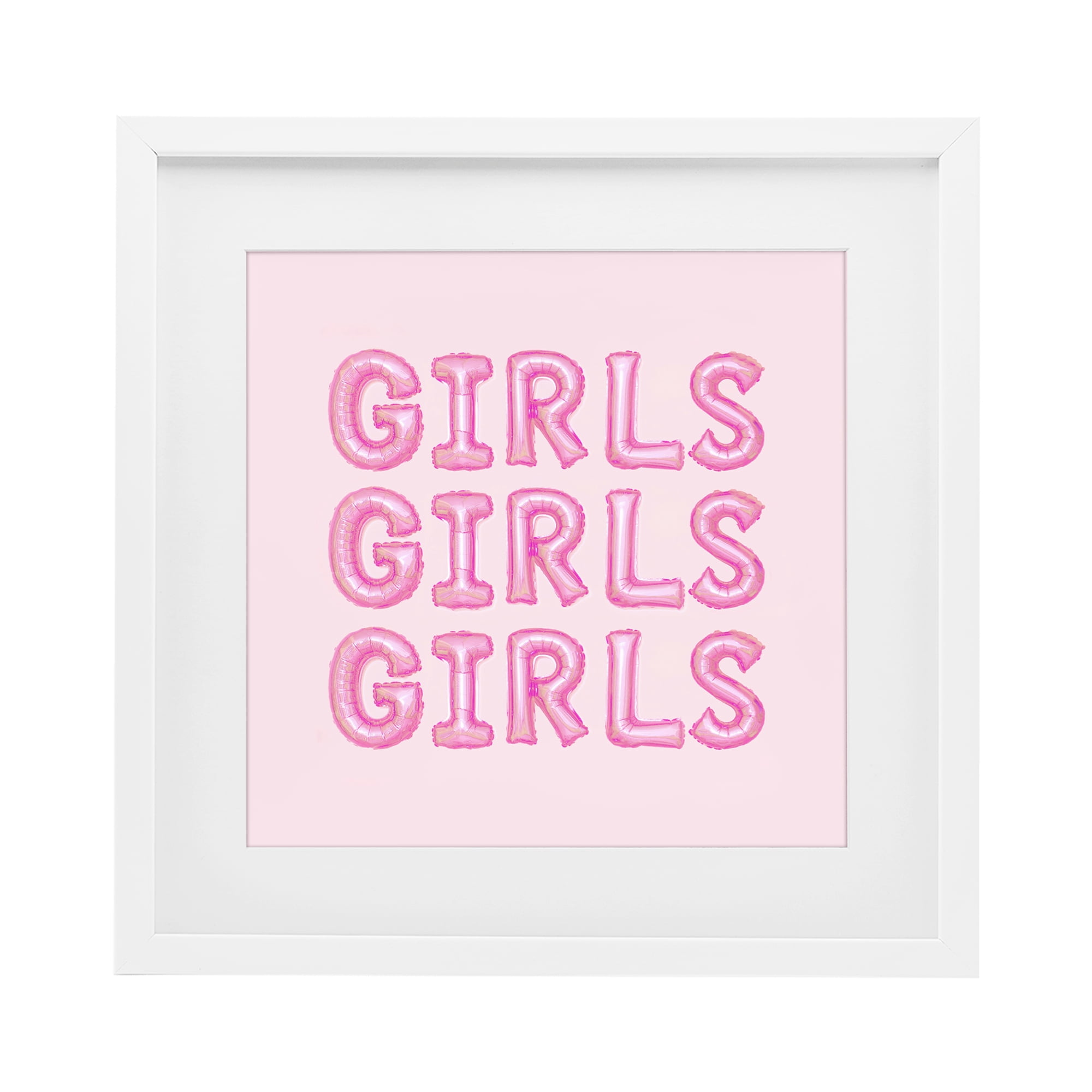 Stupell Industries Girls Letters Party Balloons White Framed Print Under Glass, design by LISH Creative