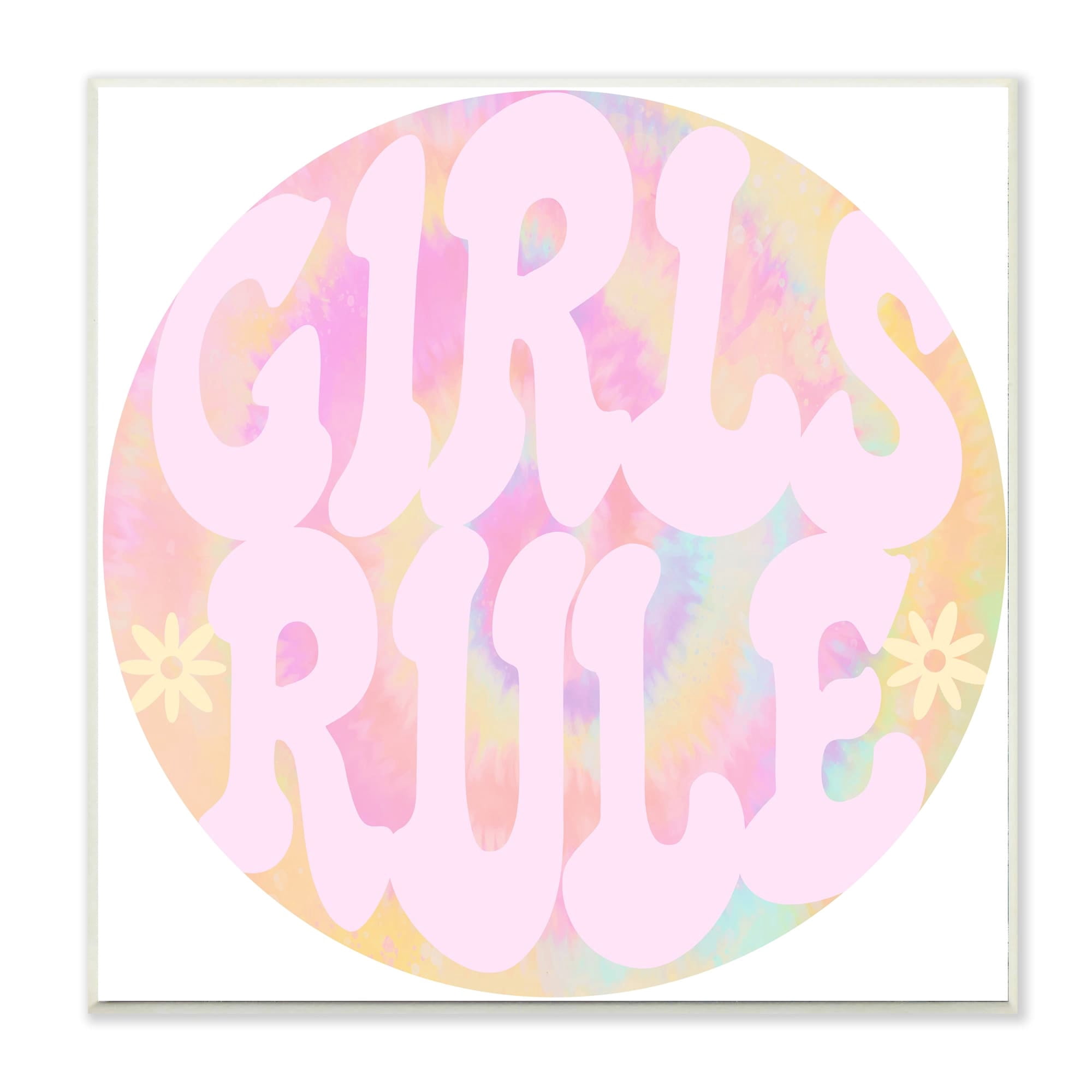 Stupell Industries Girls Rule Phrase Pink Retro Tie Dye Pattern Wall Plaque by Daphne Polselli