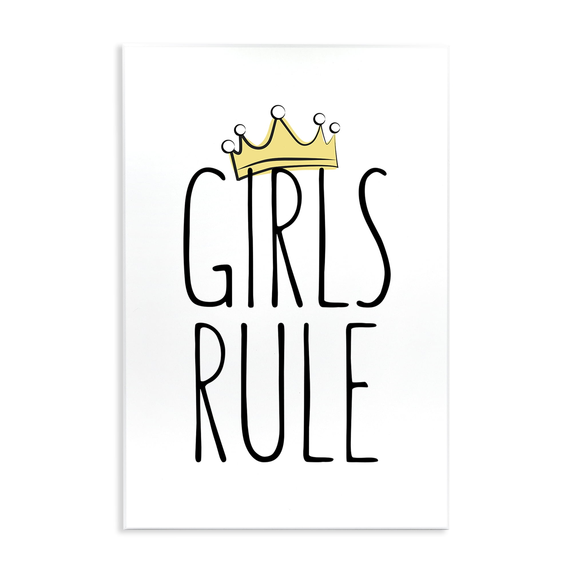 Stupell Industries Girls Rule with Crown Text & Numbers Painting Unframed Art Print Wall Art, 10 x 15
