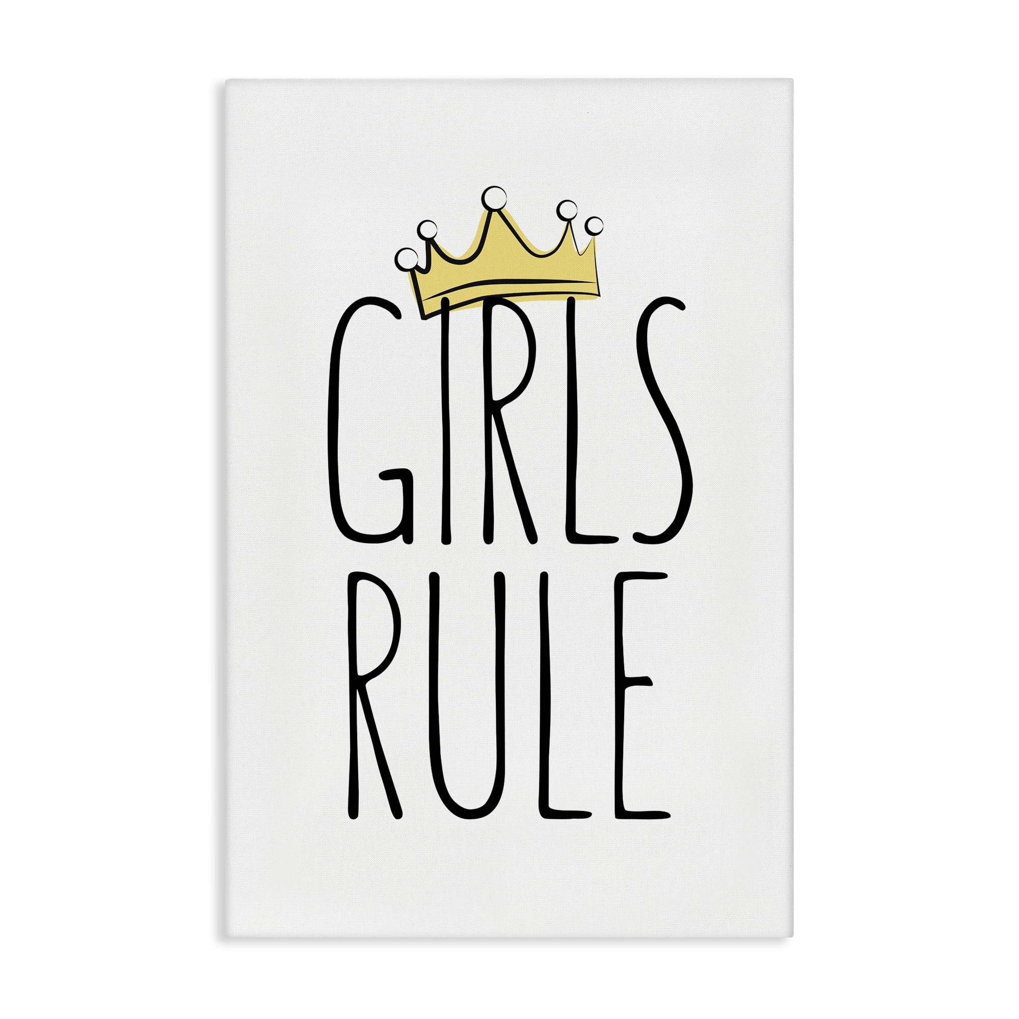 Stupell Industries Girls Rule with Crown Text & Numbers Painting Wrapped Canvas Art Print Wall Art, 24 x 36
