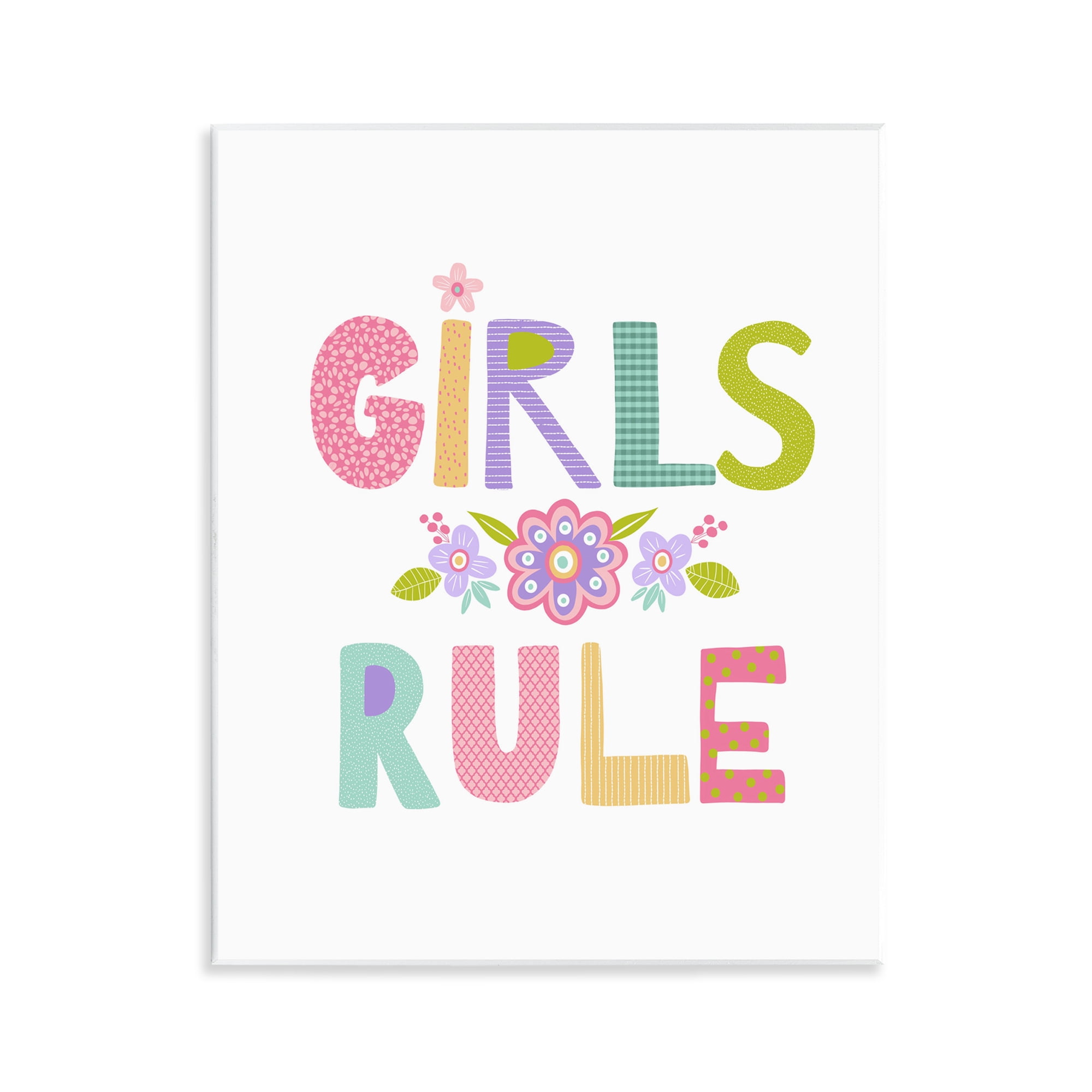 Stupell Industries Girls Rule with Flowers Botanical & Floral Painting Unframed Art Print Wall Art, 11 x 14