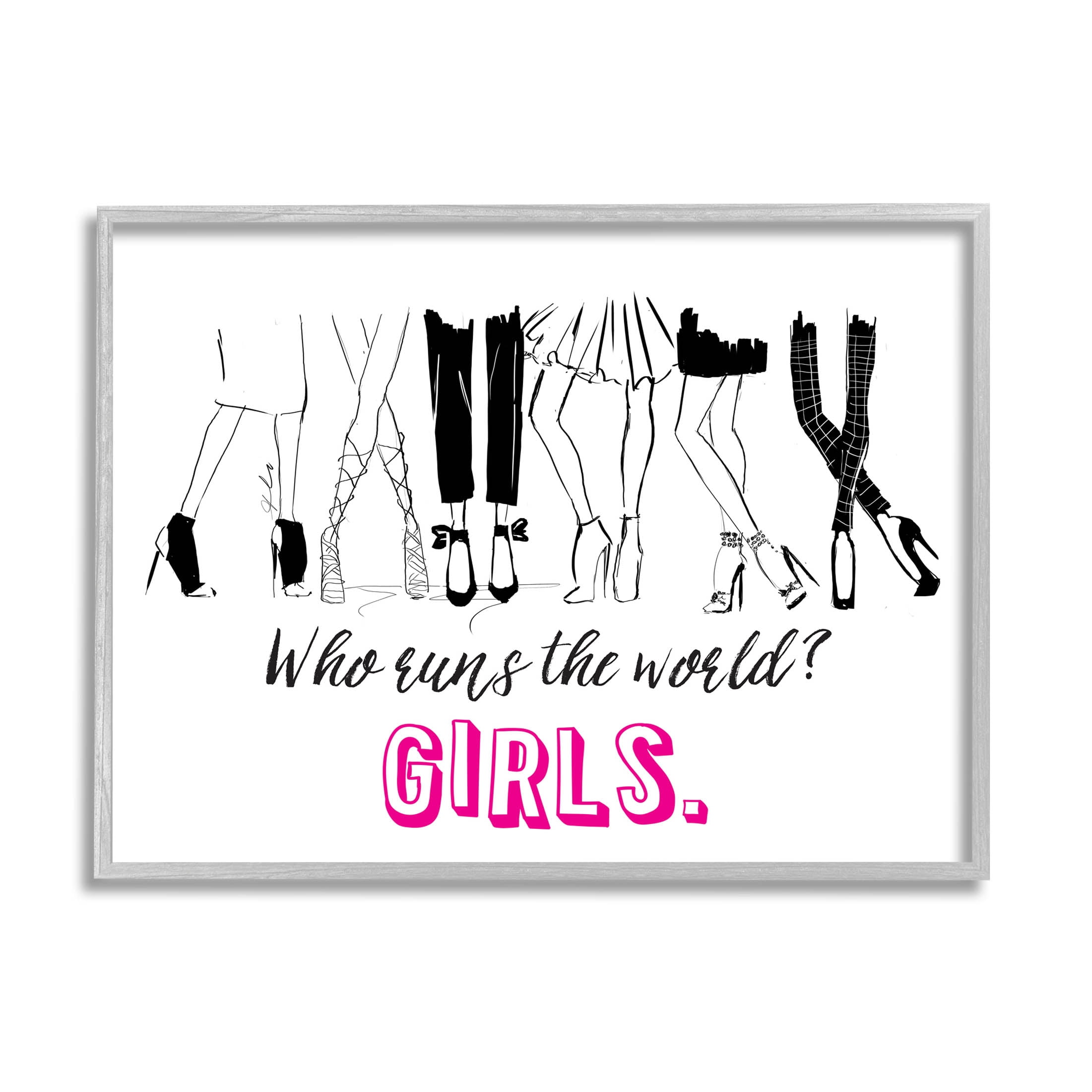 Stupell Industries Girls Run The World Glam Graphic Art Gray Framed Art Print Wall Art, Design by Alison Petrie