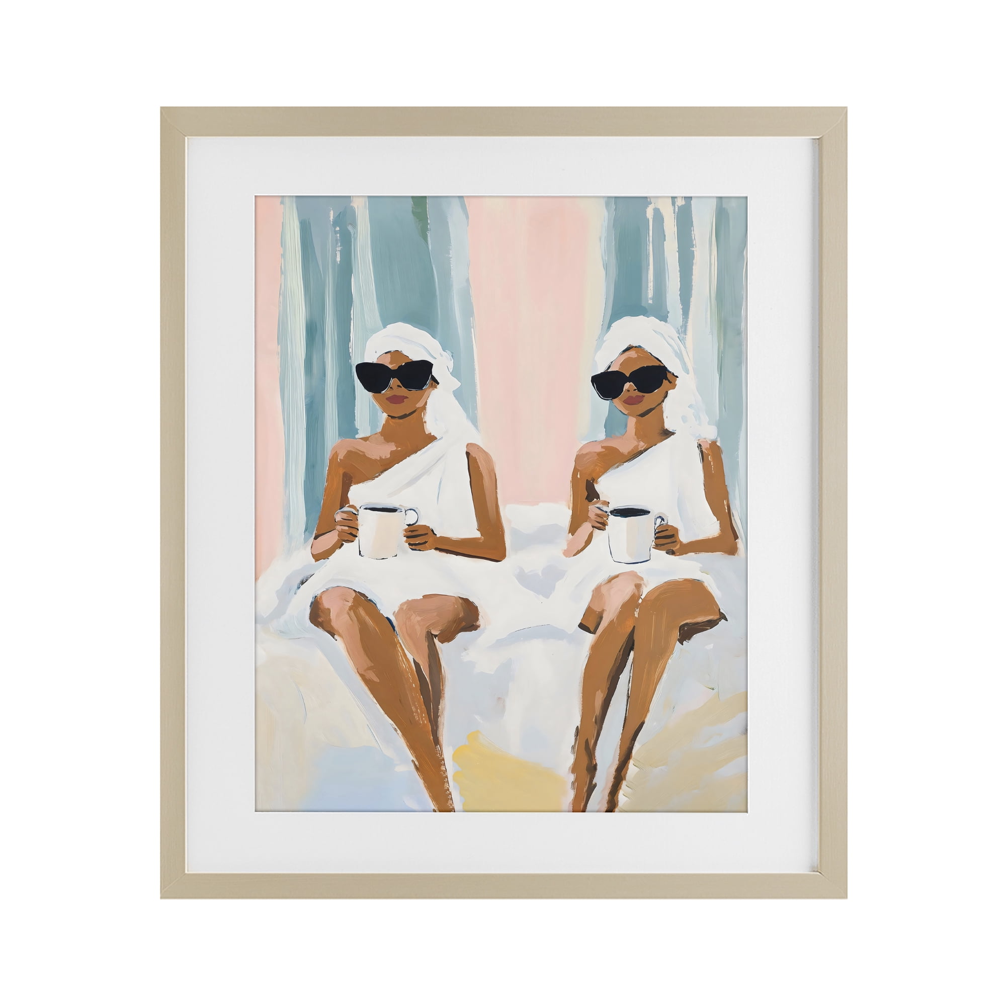 Stupell Industries Girls Spa Day with Coffee Birch Framed Print Under Glass, design by The Prints Vibe