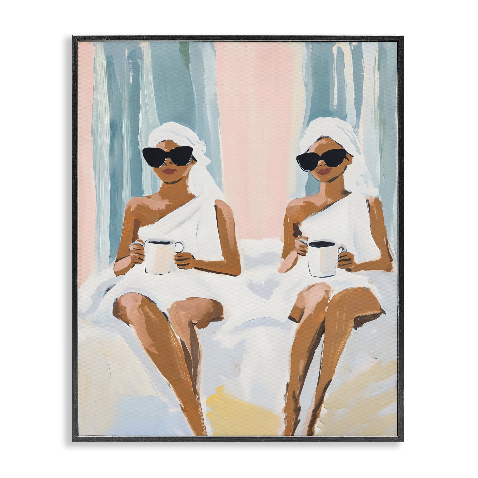 Stupell Industries Girls Spa Day with Coffee Black Framed Giclee Art, design by The Prints Vibe