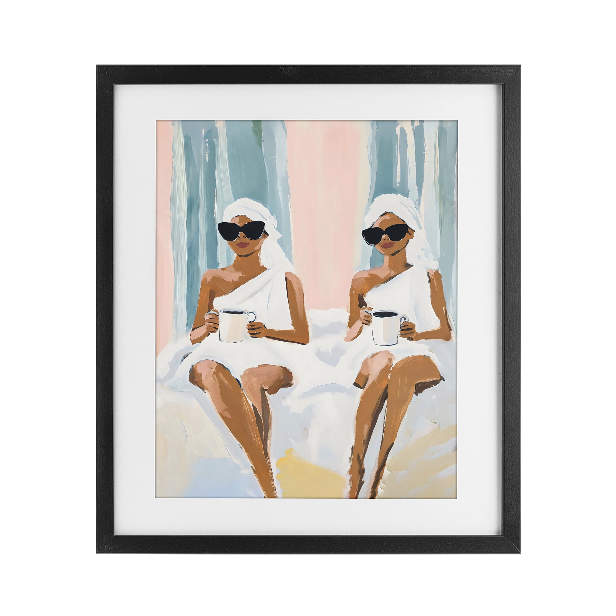 Stupell Industries Girls Spa Day with Coffee Black Framed Print Under Glass, design by The Prints Vibe