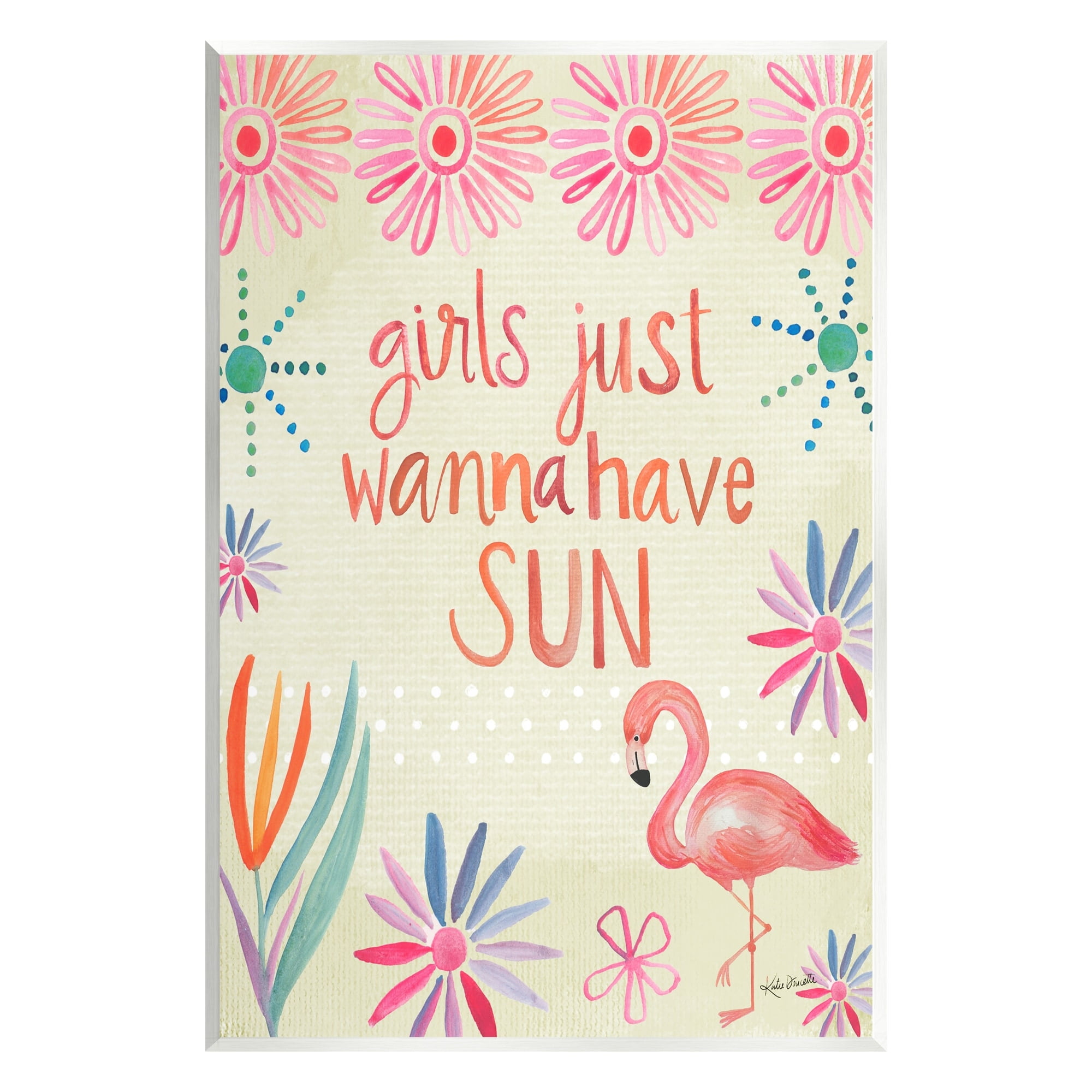 Stupell Industries Girls Wanna Have Sun Tropical Summer Floral Pattern Graphic Art Unframed Art Print Wall Art, Design by Katie Doucette