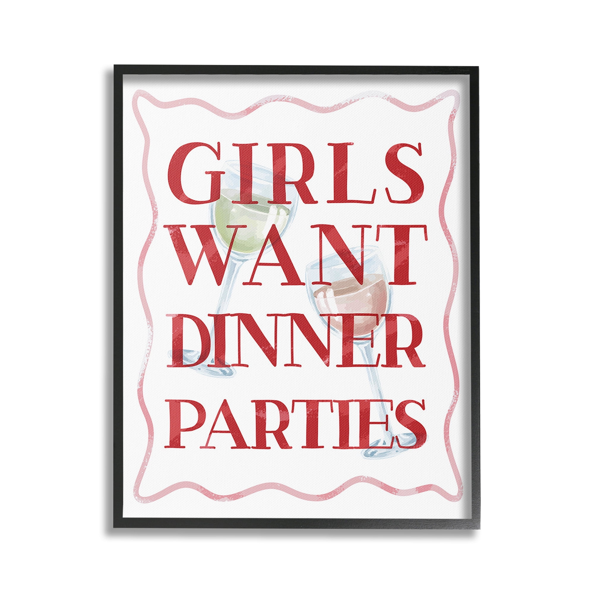 Stupell Industries Girls Want Dinner Parties Food & Beverage Painting Black Framed Art Print Wall Art, 16 x 20