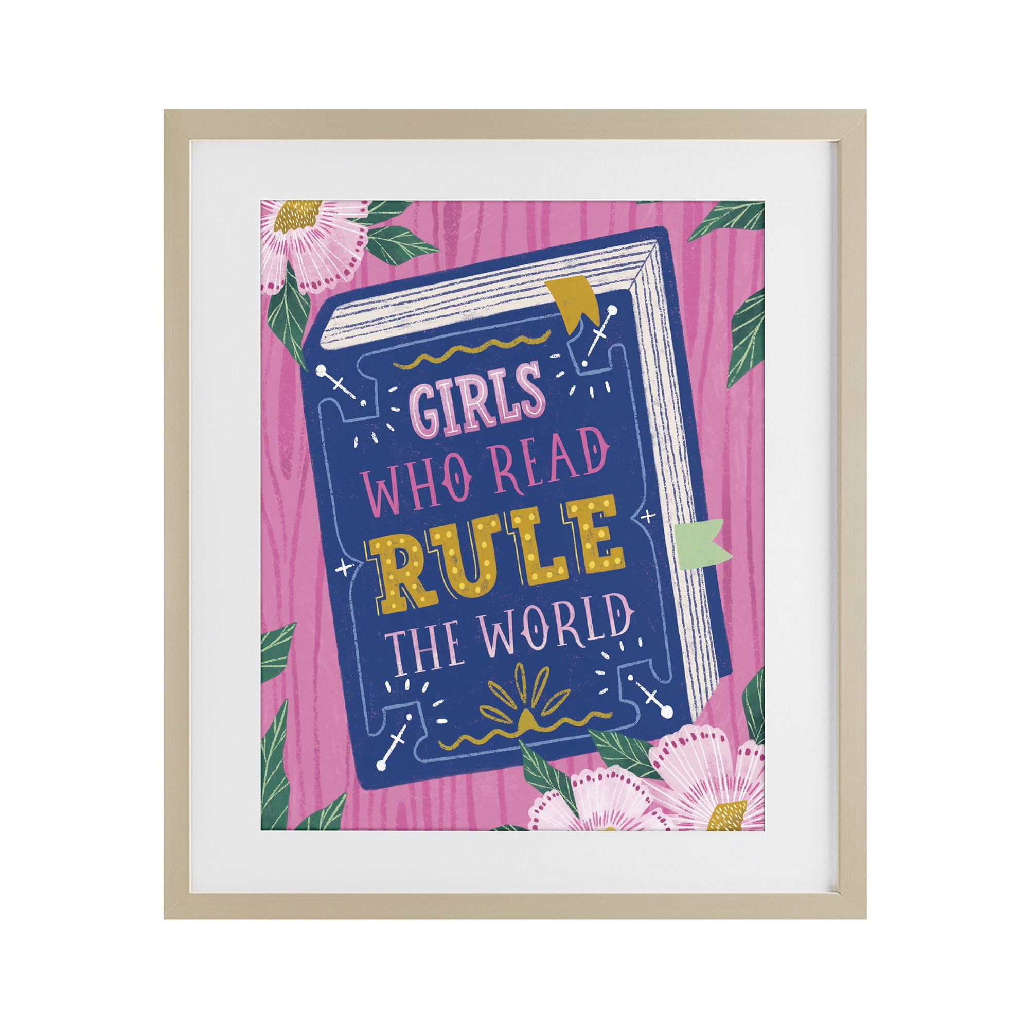 Stupell Industries Girls Who Read Inspirational Birch Framed Print Under Glass, design by Vanessa Stoilova