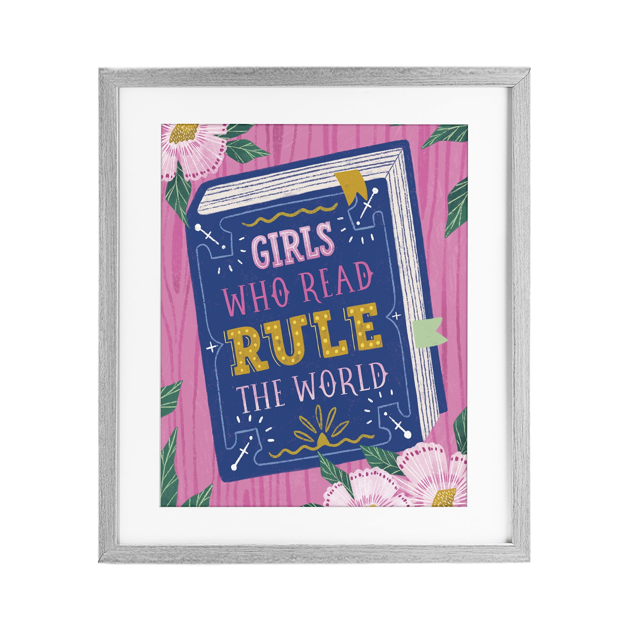 Stupell Industries Girls Who Read Inspirational Gray Framed Print Under Glass, design by Vanessa Stoilova