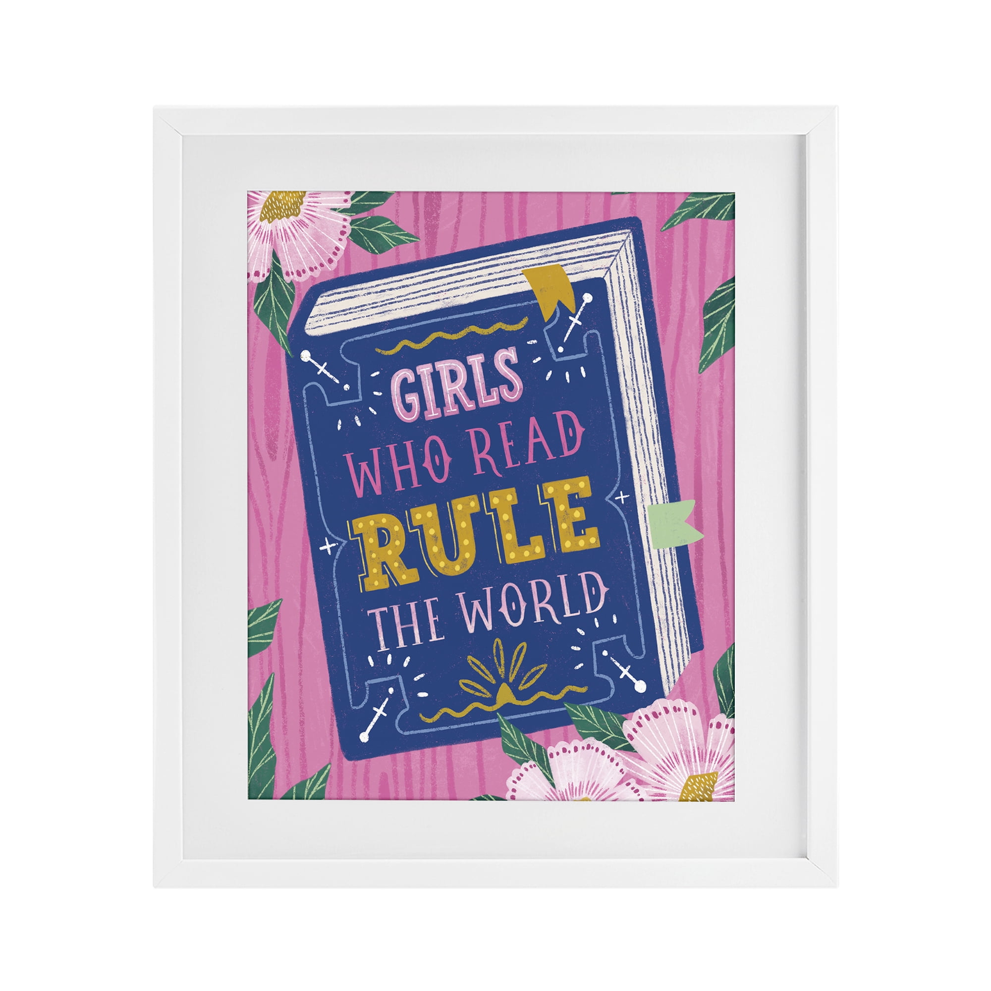 Stupell Industries Girls Who Read Inspirational White Framed Print Under Glass, design by Vanessa Stoilova