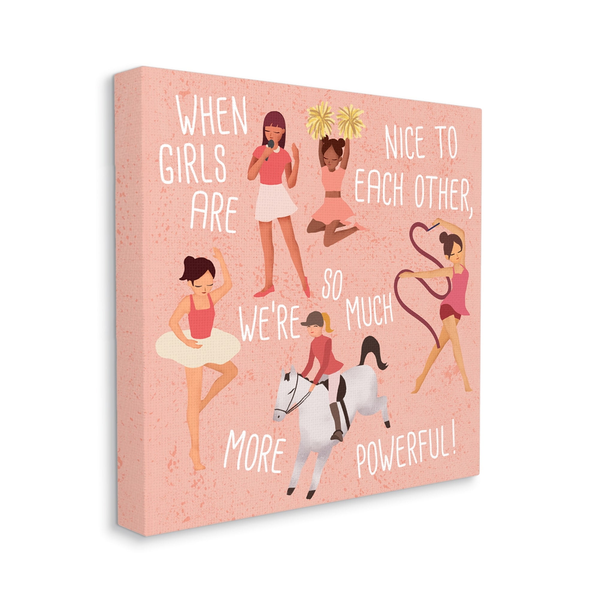 Stupell Industries Girls are More Powerful Phrase Children's Sports Illustration Canvas Wall Art, 24 x 24, Design by Ziwei Li