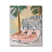Stupell Industries Girls in Summer Beach Canopy Coastal Painting Gallery Wrapped Canvas Print Wall Art