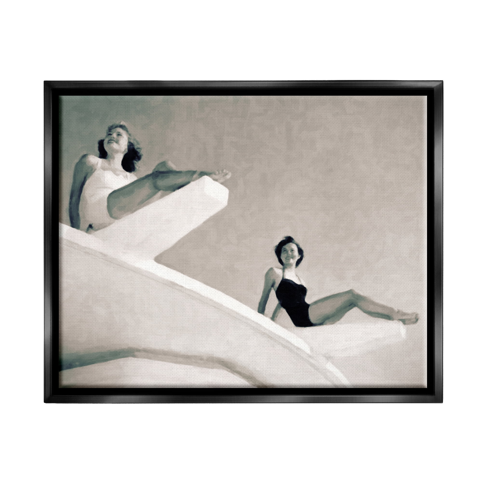 Stupell Industries Girls on Diving Boards Novelty Photography Black Floater Framed Art Print Wall Art, 31 x 25
